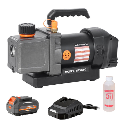 Kit de bomba de aspiradora inalámbrica de 2.5 CFM compatible con batería Dewalt de 20 V máximo, 80 W de una sola etapa, alimentado por batería, con batería de 4.0 Ah, botella de aceite de 220 ml