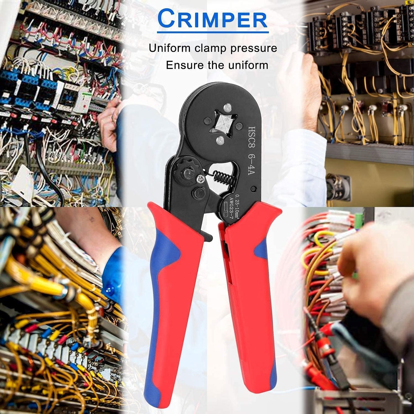 Crimpadora de Terminales Juego de 1200Pcs Crimpadora de Alambre Crimpadora de Ferrules, Juego de Crimpadora de Ferrules Crimpadora de Terminales Alicates con Conectores Cable (AWG 22-8) (1200-a)