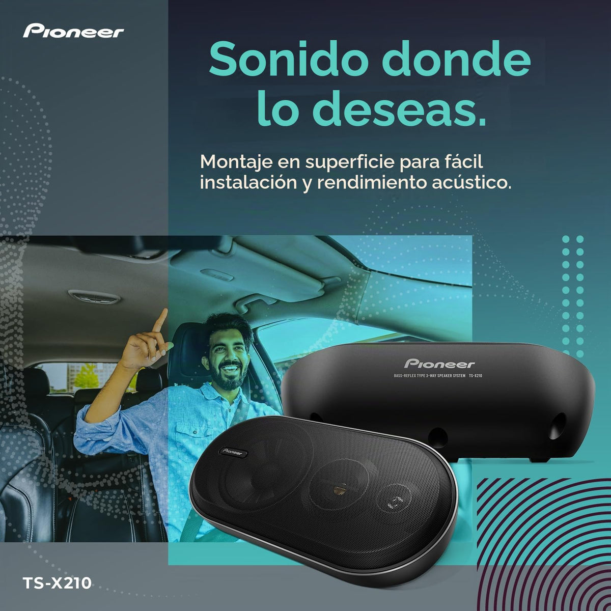 Altavoces de Montaje en Superficie Pioneer TS-X210 Negro 3 Vías 100 W