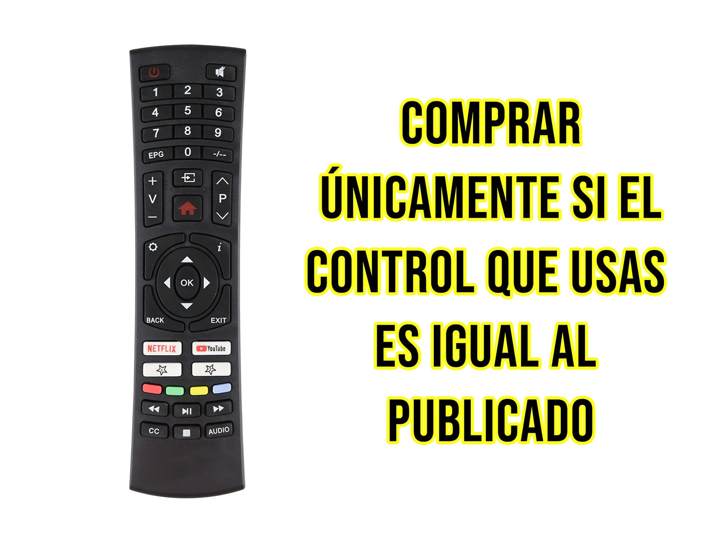 Control Compatible con SANSUI Smx40p28 Y RCA Rtv40p28nf Smart TV Netflix Youtube