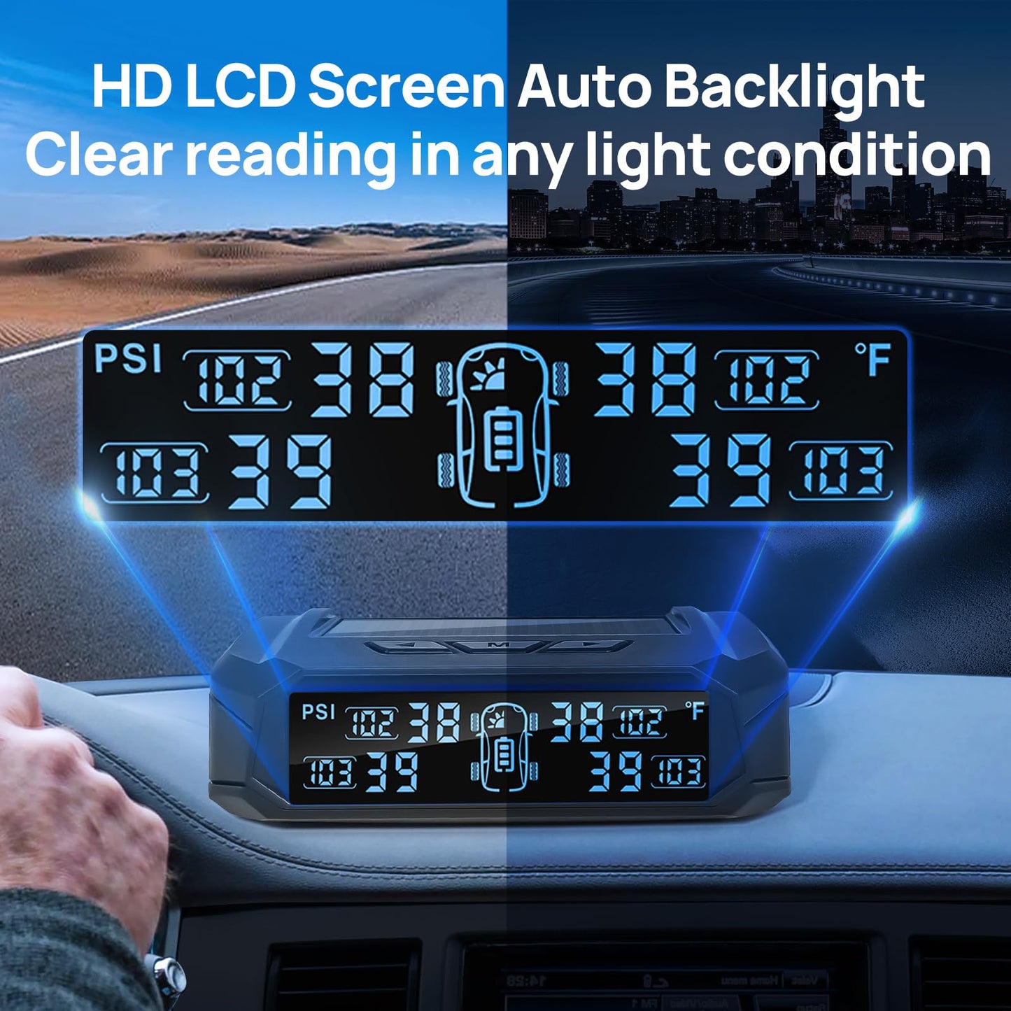 Sistema de Monitoreo de Presión de Neumáticos Masoll Negro con Cargador Solar y 4 Sensores para RV