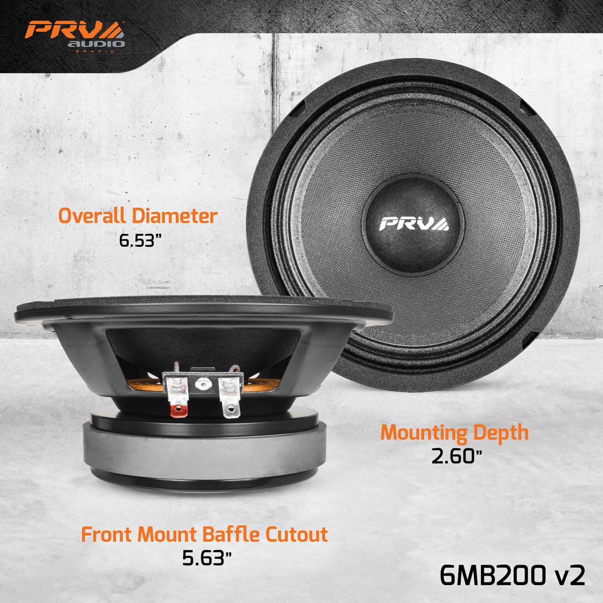 PRV AUDIO 6MB200 V2 6" Mid Bass 100 Watts Rms 8 Ohms Pro Audio Speaker 93.5Db 1.5" Vc (Single)