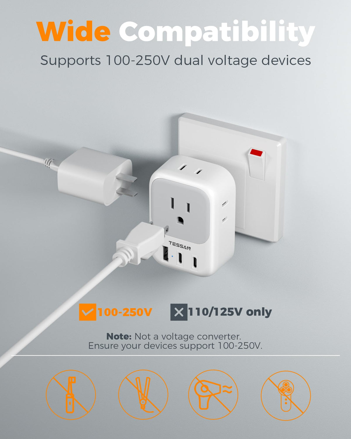 Adaptador Universal de Viaje TESSAN índico India