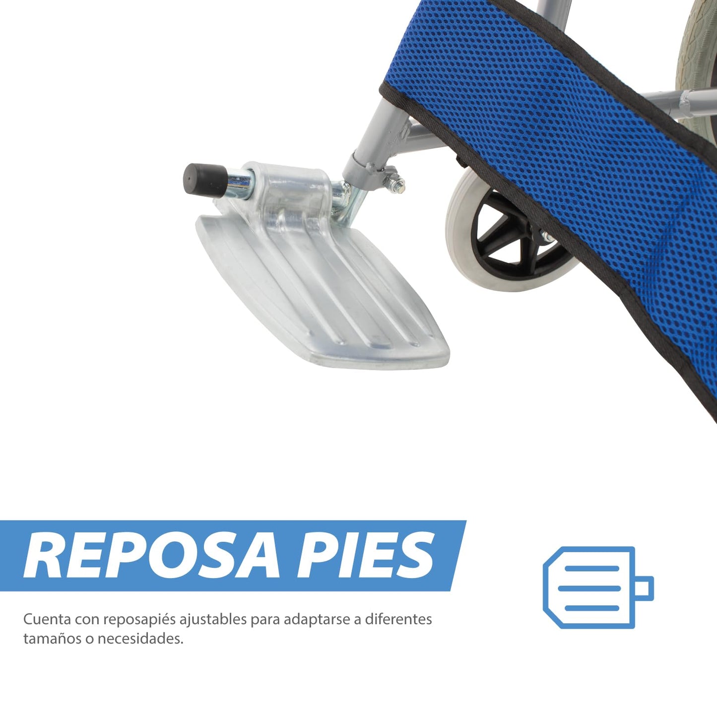 Silla De Ruedas Ligera ONOF Azul Todos Terrenos Con Freno de Mano para Adulto y Adulto Mayor