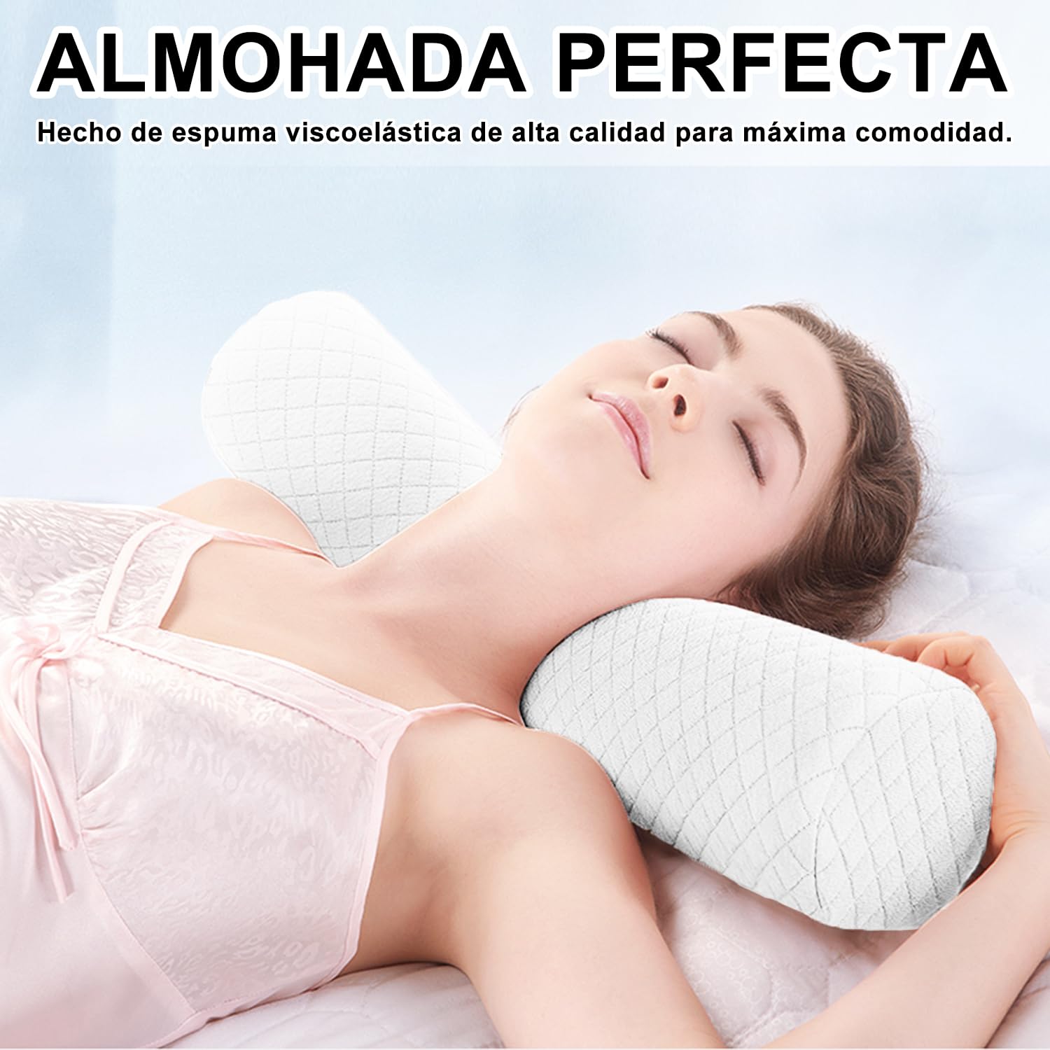 Almohada de Espuma viscoelástica para Cuello Cervical, Almohada Cilíndrica Cervical, Almohadas Enrollables para el Cuello para Dormir con Funda Extraíble Lavable