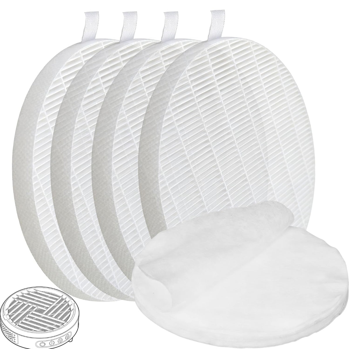 Kit de Filtros de Repuesto ELUCIA Blanco, Compatible con Melody Susie HPro y SProR, Incluye 4 Filtros HEPA y 40 Prefiltros Lavables para Colector de Polvo de Uñas