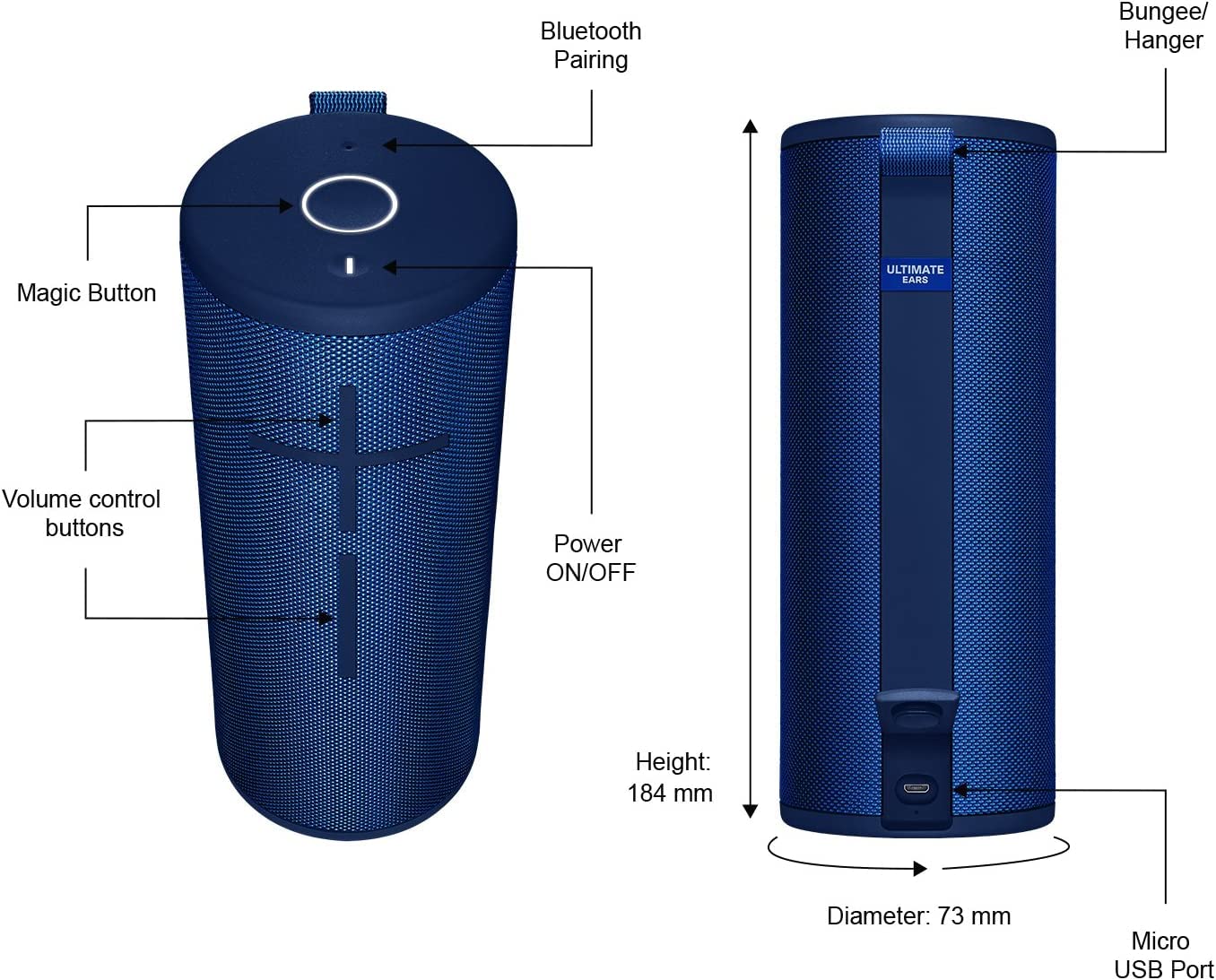 Ultimate Ears Boom 3 - Altavoz Bluetooth portátil impermeable, color azul (Reacondicionado)