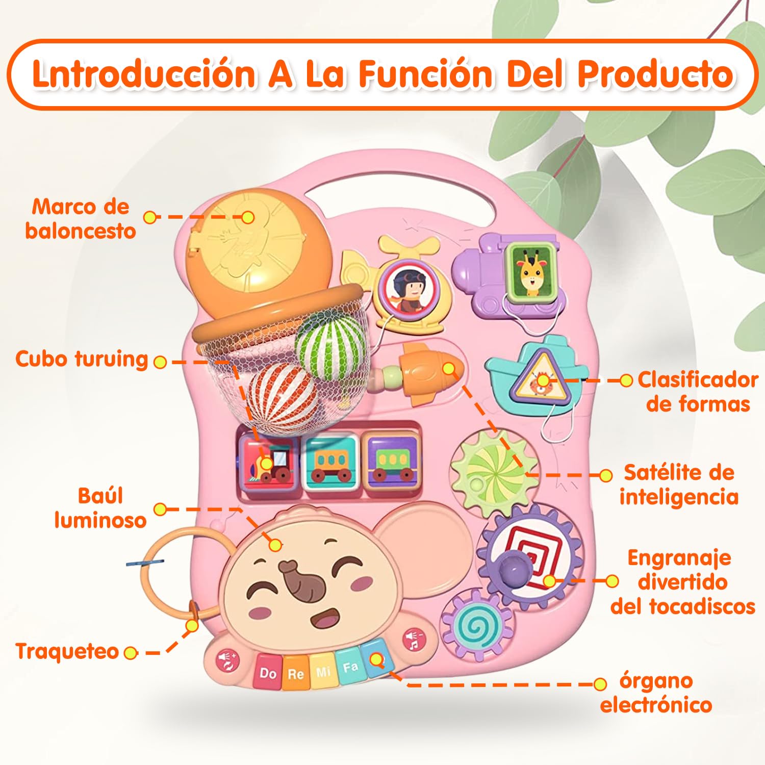 Hisemy Mesa Centro de actividades Musical para Bebe 2 en 1, Panel de Juego Extraíble Multifuncional, Juguete de Aprendizaje Musical para Bebés,Regalo para Niños y Niñas(B:Rosa)