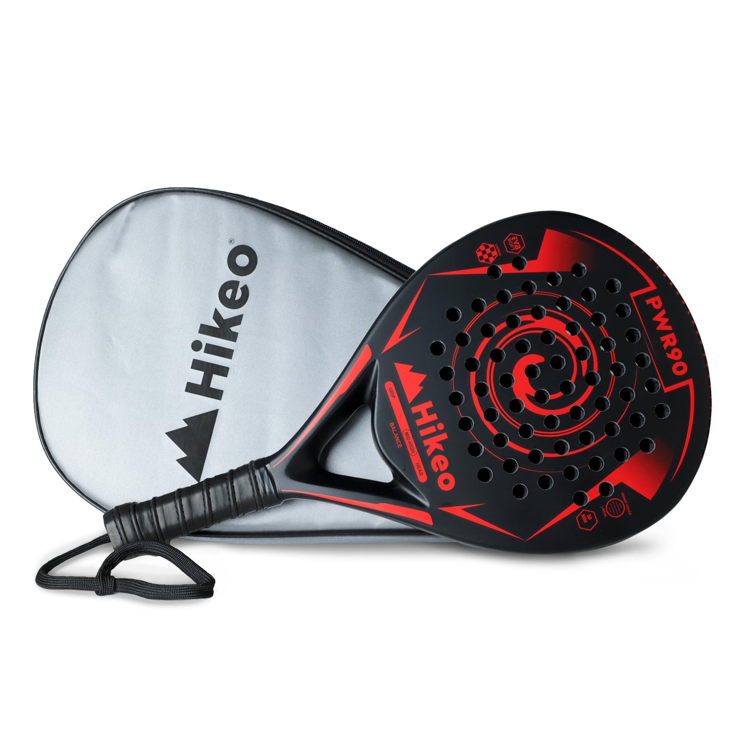 Hikeo Pala de Pádel con Funda, 3 Pelotas y Grip, Kit de Raqueta para Pádel Fabricada con Espuma EVA Flexible y 100% Fibra de Carbono, Resistente y Ligera, para Principiantes e Intermedios