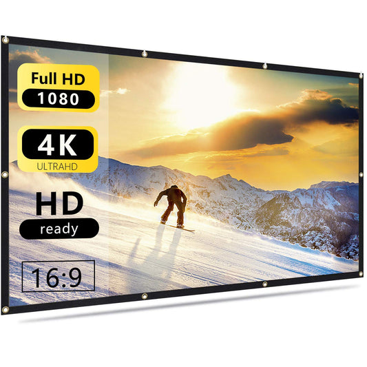 Jscreen Nell Zimi - Pantalla de proyección de 60 pulgadas (16:9 HD, plegable, antiarrugas, portátil, para cine en casa, soporte interior, proyección de doble cara