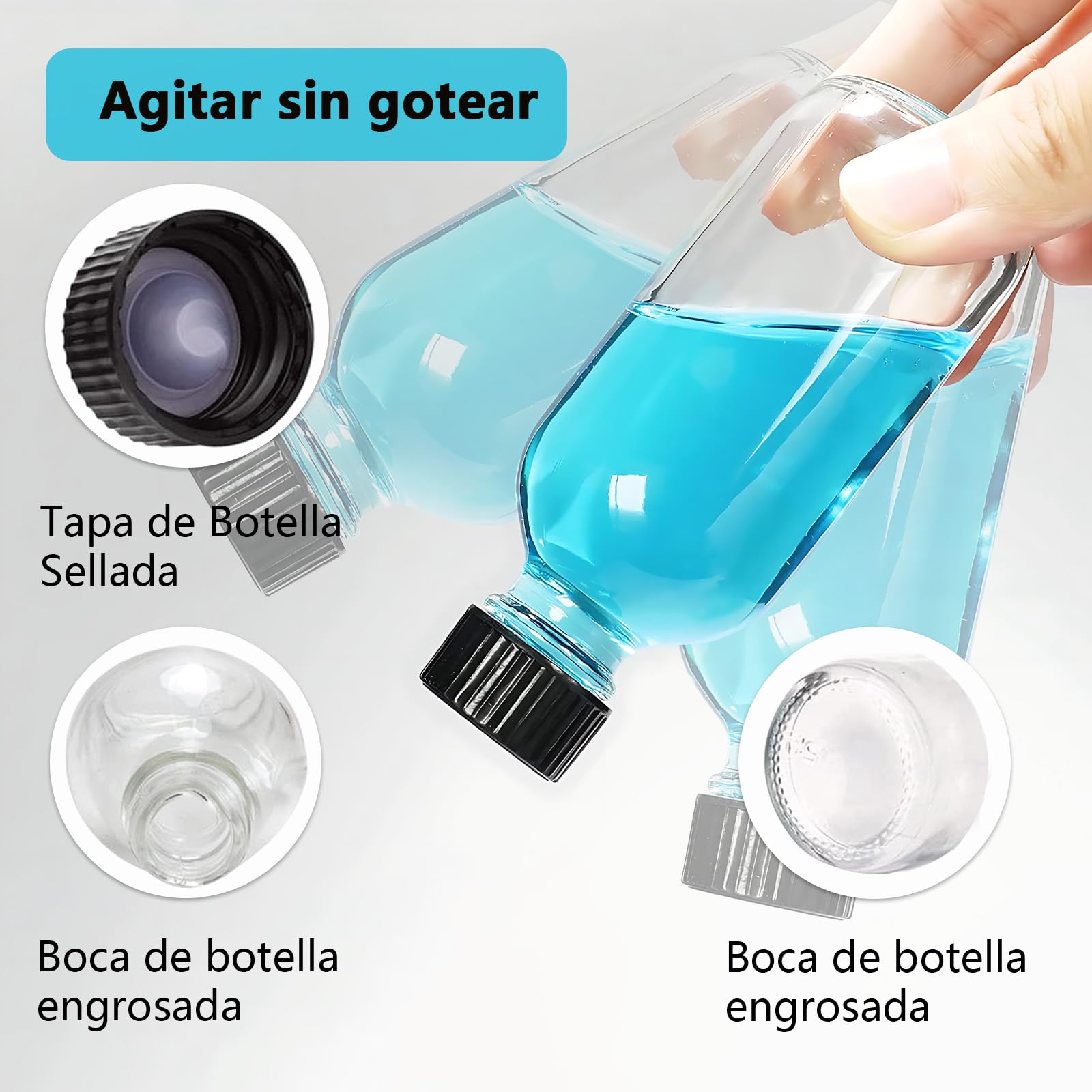 Botellas de vidrio redondas Boston, paquete de 24 botellas pequeñas de vidrio de 2 oz (60 ml) con tapas y embudos de acero inoxidable para jugo, aceite y whisky, de cocina, de viaje y reutilizables