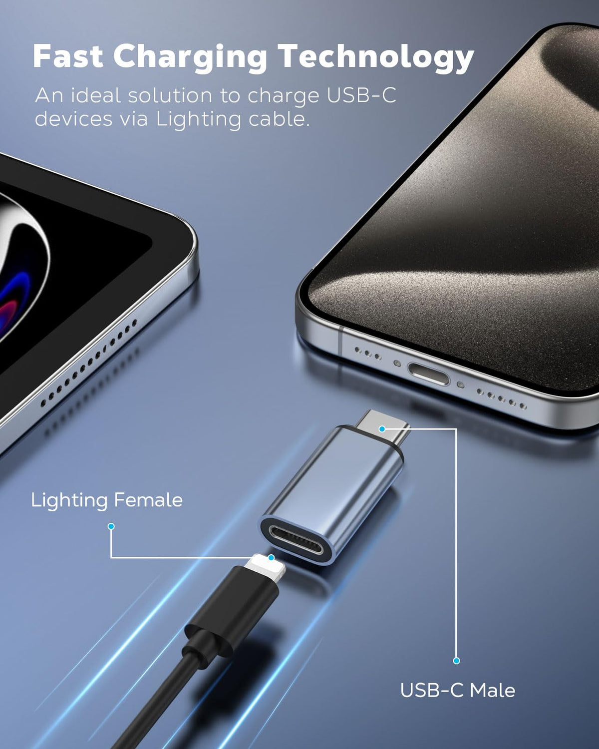 Adaptador Lightning a USB-C Moko 4 Piezas para iPhone 17 16 15 Carga Exclusiva