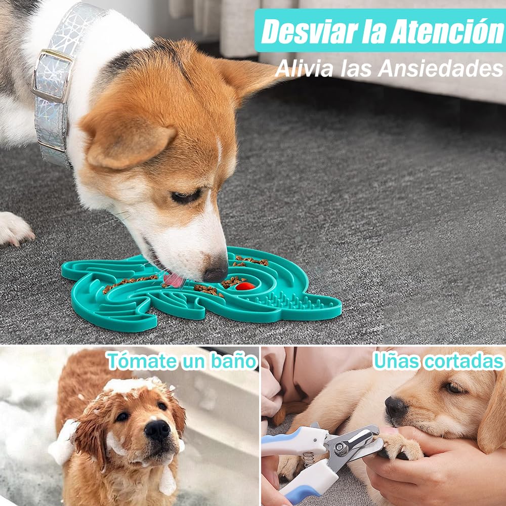 KIWOP Almohadilla para Lamer Perros, Pack de 2 Tapete para Lamer Perros, Tapete de Alimentación Lenta para Mascotas, Lick Mat para Perro, Tapete para Comida de Perro con Ventosas (Gris+Azul)