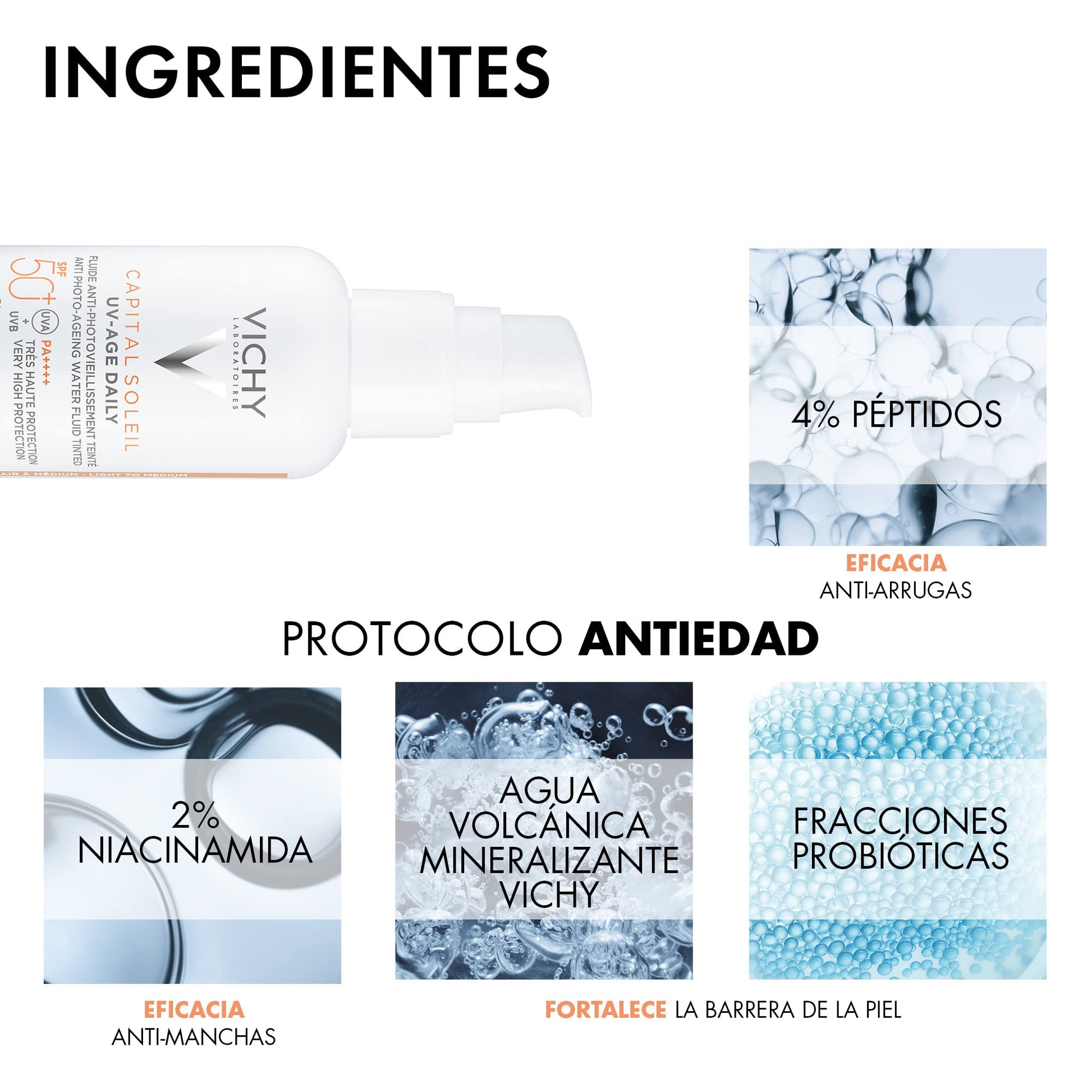 Protector Solar Facial Anti-Edad Vichy UV-Age FPS50+ con Color