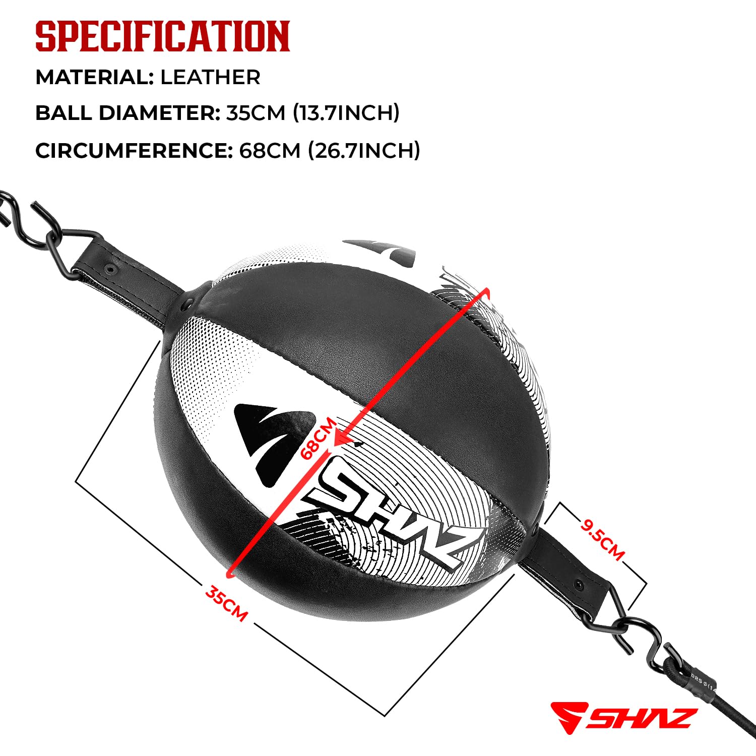 Bolsa de Boxeo de Doble Extremo SHAZ Negro Blanco con Cuerdas Elásticas para Entrenamiento en Casa y Gimnasio