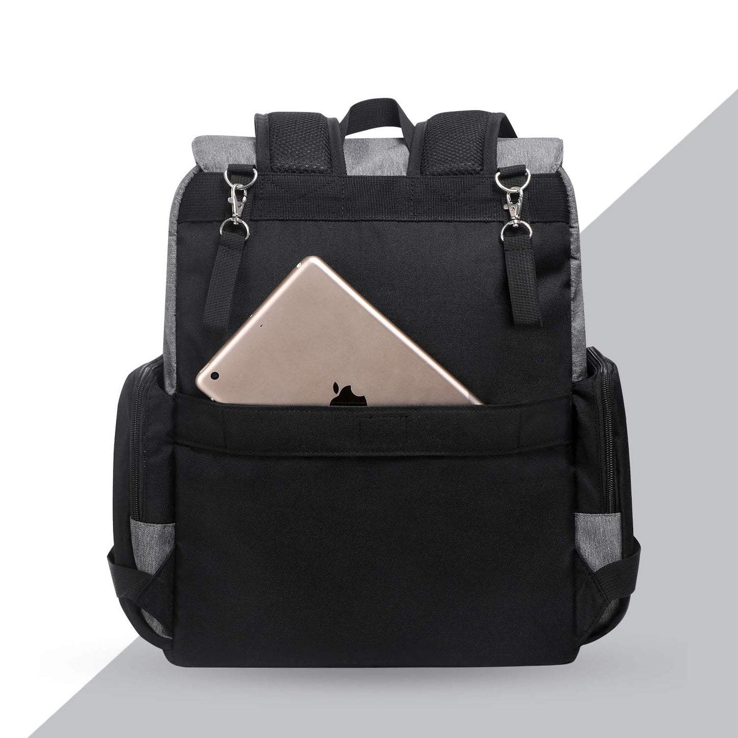Alexia Land Mochila para Pañales de Gran Capacidad, Diseño Abierto y Tela Impermeable, Unisex, Gris Nuevo Blanco