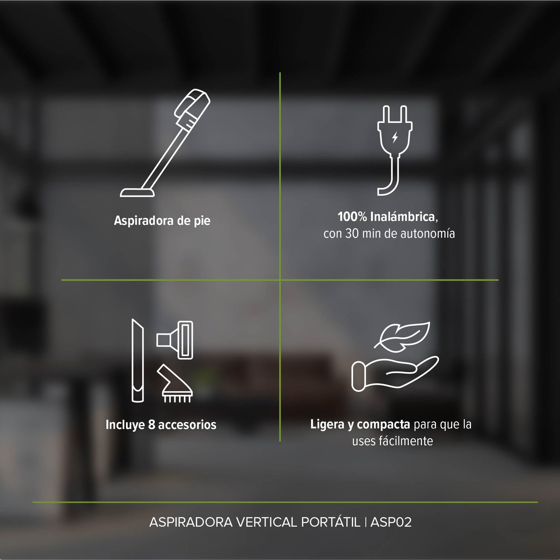 Aspiradora Vertical Inalambrica 3 en 1, Sistema Pro Cyclone, Bateria 2000 mAh, con Filtro de Acero Inoxidable Lavable, Sin Filtros, Incluye 6 cepillos | AVERA ASP02