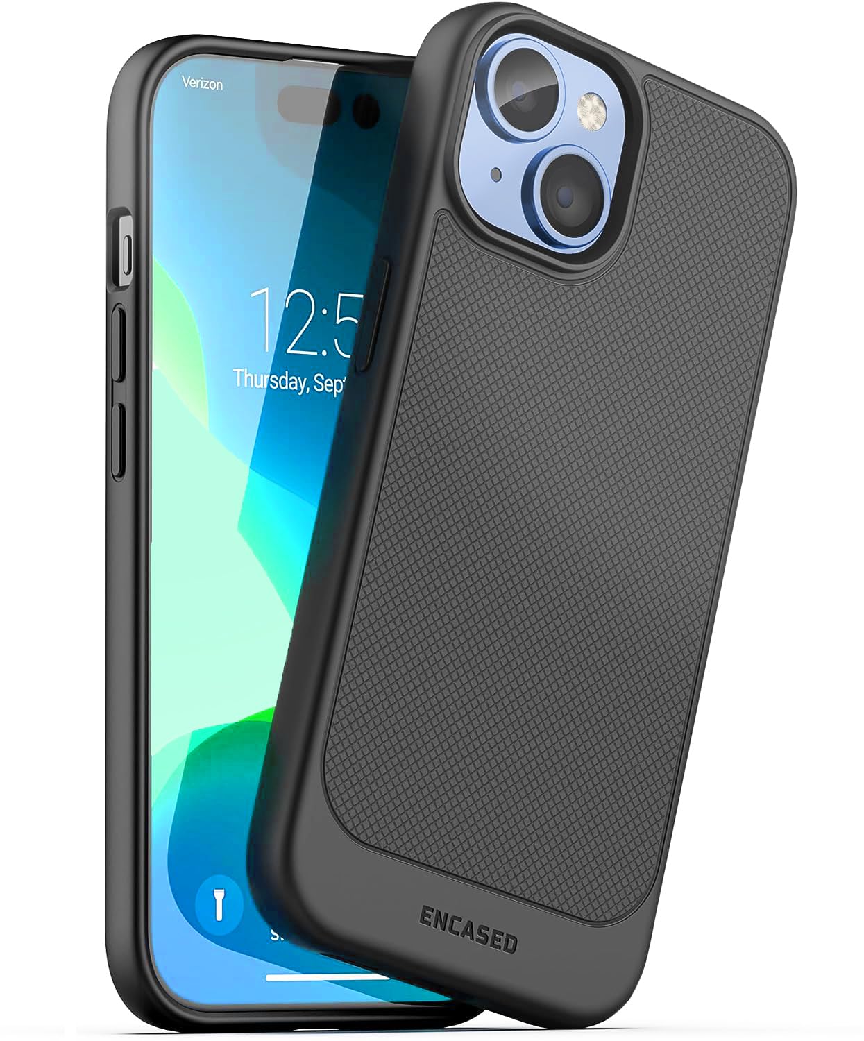 Funda iPhone 15 Encased negro mate ultra delgada y flexible