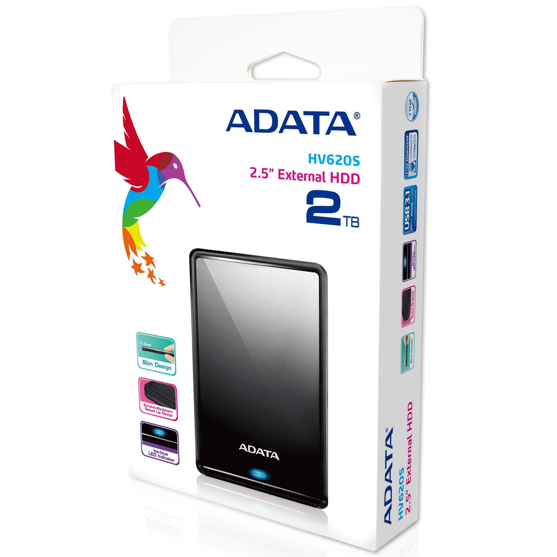 Disco Duro Externo ADATA Negro 2TB USB 3.1