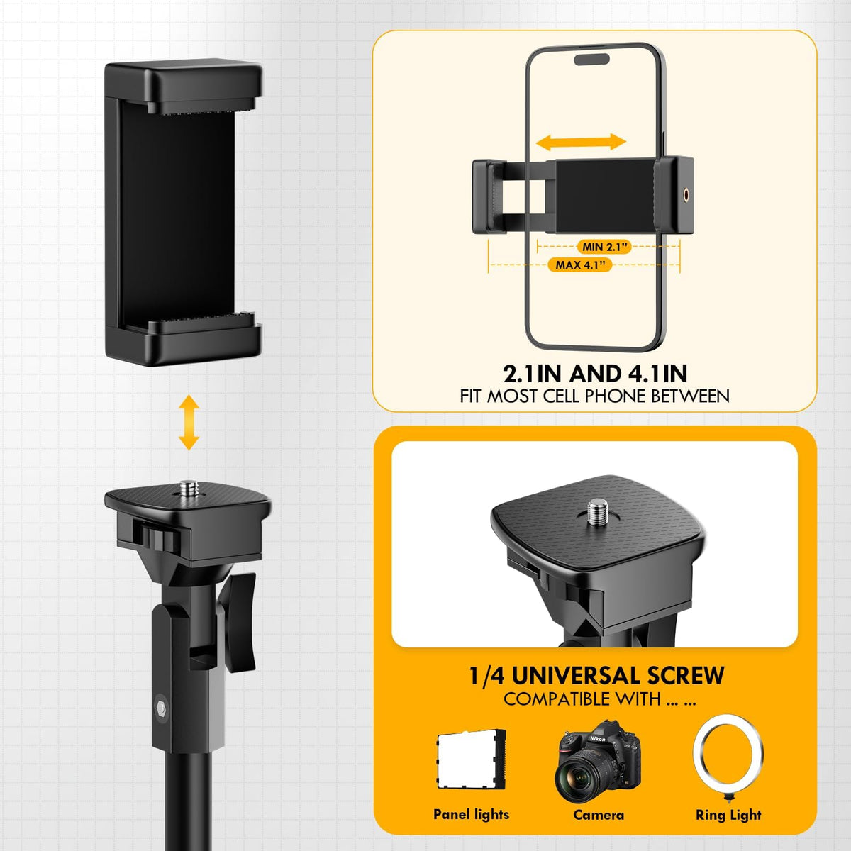 Soporte para Trípode de Teléfono EMART 52 Pulgadas Ajustable para el Suelo