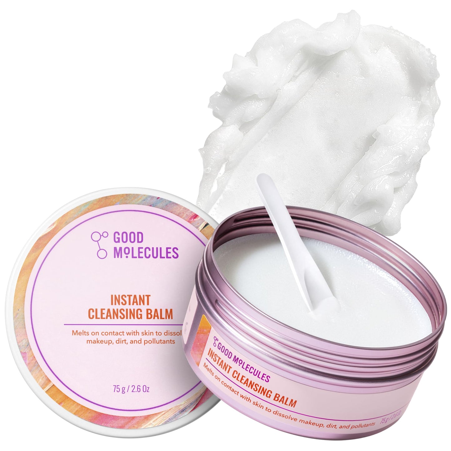Good Molecules Instant Cleansing Balm 75g/2.5oz - Facial Cleanser and Makeup Remover with Shea Butter, Sea Buckthorn, and Camellia Oils to Cleanse and Hydrate - Skin Care For Face and Eyes