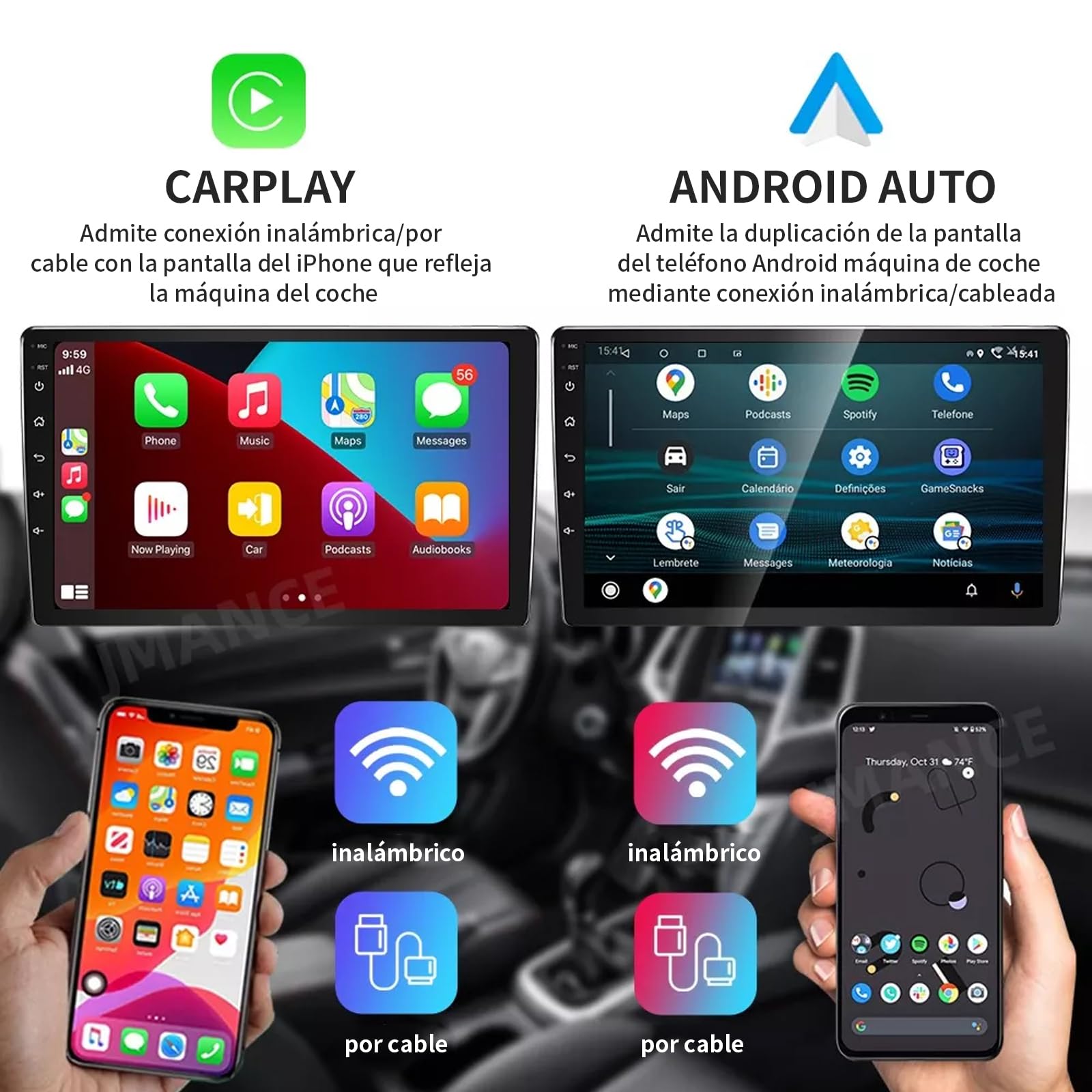 FINYQBET Estéreo para Auto Kia K3 Cerato Forte 2013-2018, Android 11 con CarPlay y Android Auto Inalámbrico, Pantalla Táctil de 9 Pulgadas, Compatible con Cámara de Reversa y Control de Volante