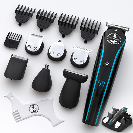 Cortadora de Barba y Pelo 11 en 1 USB-C Impermeable con Pantalla LED para Hombre