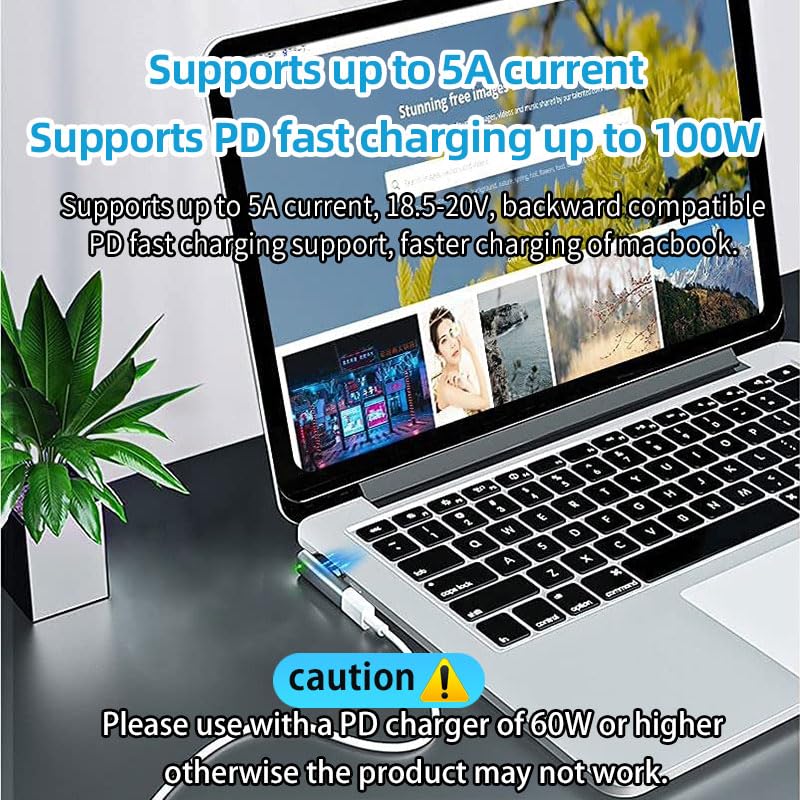 Adaptador Magnético USB C kocomio 2 Macho a Hembra Carga Rápida para MacBook Pro Air 100W