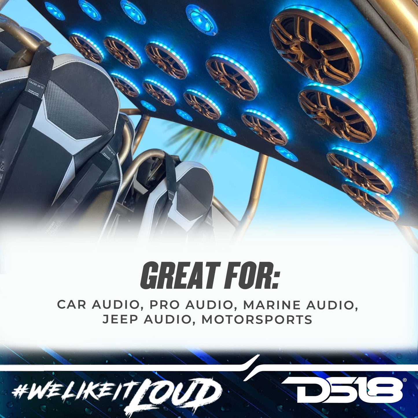 DS18 NXL-LRING6 - Anillo de montaje LED RGB para altavoces de 6.5 pulgadas, impermeable, funciona con módulo RGB (LED-BTC) o cable a un color sin módulo, ideal para audio de coche, audio marino, audio