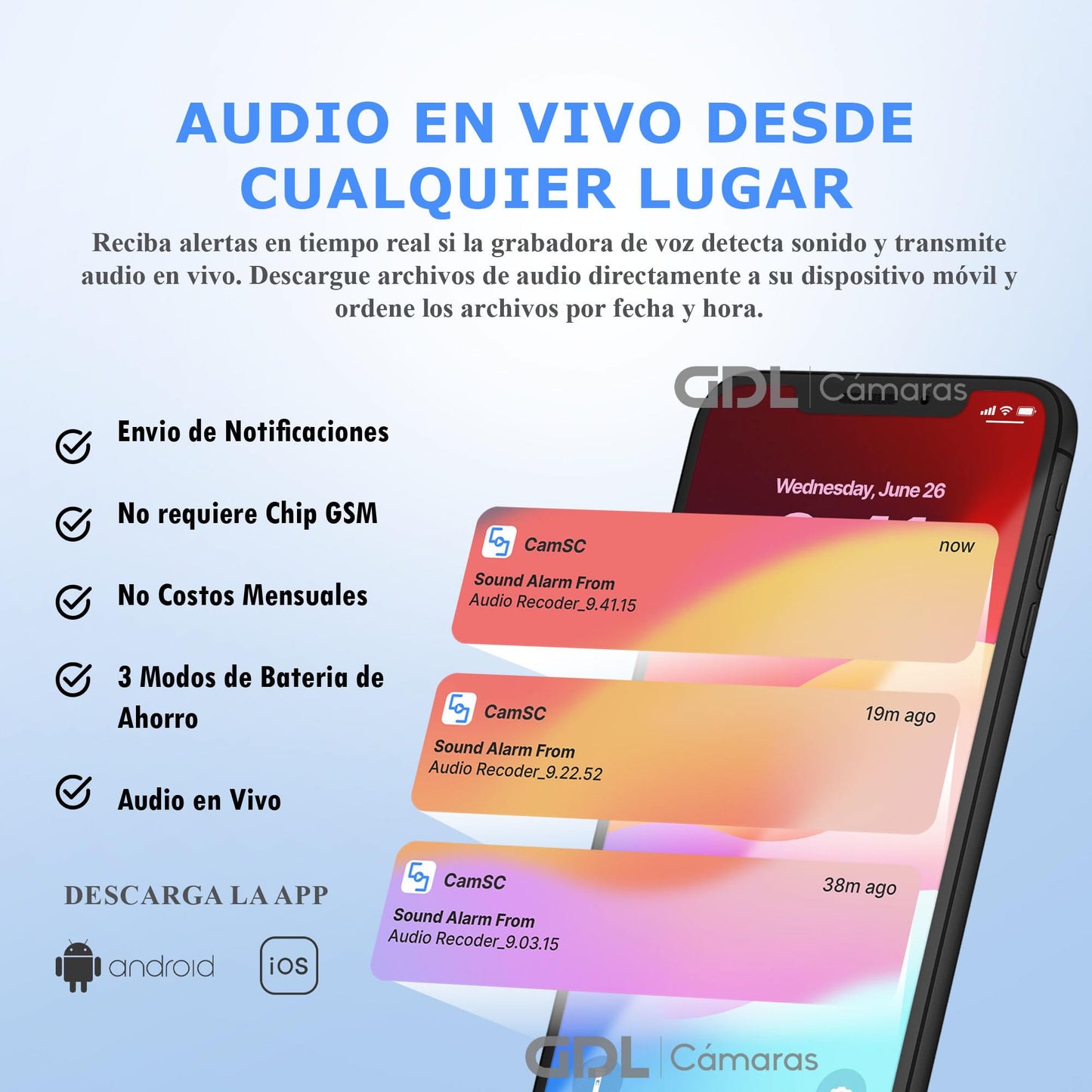 Micrófono Espía Oculto Tecno-10 Innovación WiFi Portable Grabadora de Voz con Audio en Vivo y Modo Espera de 20 Días