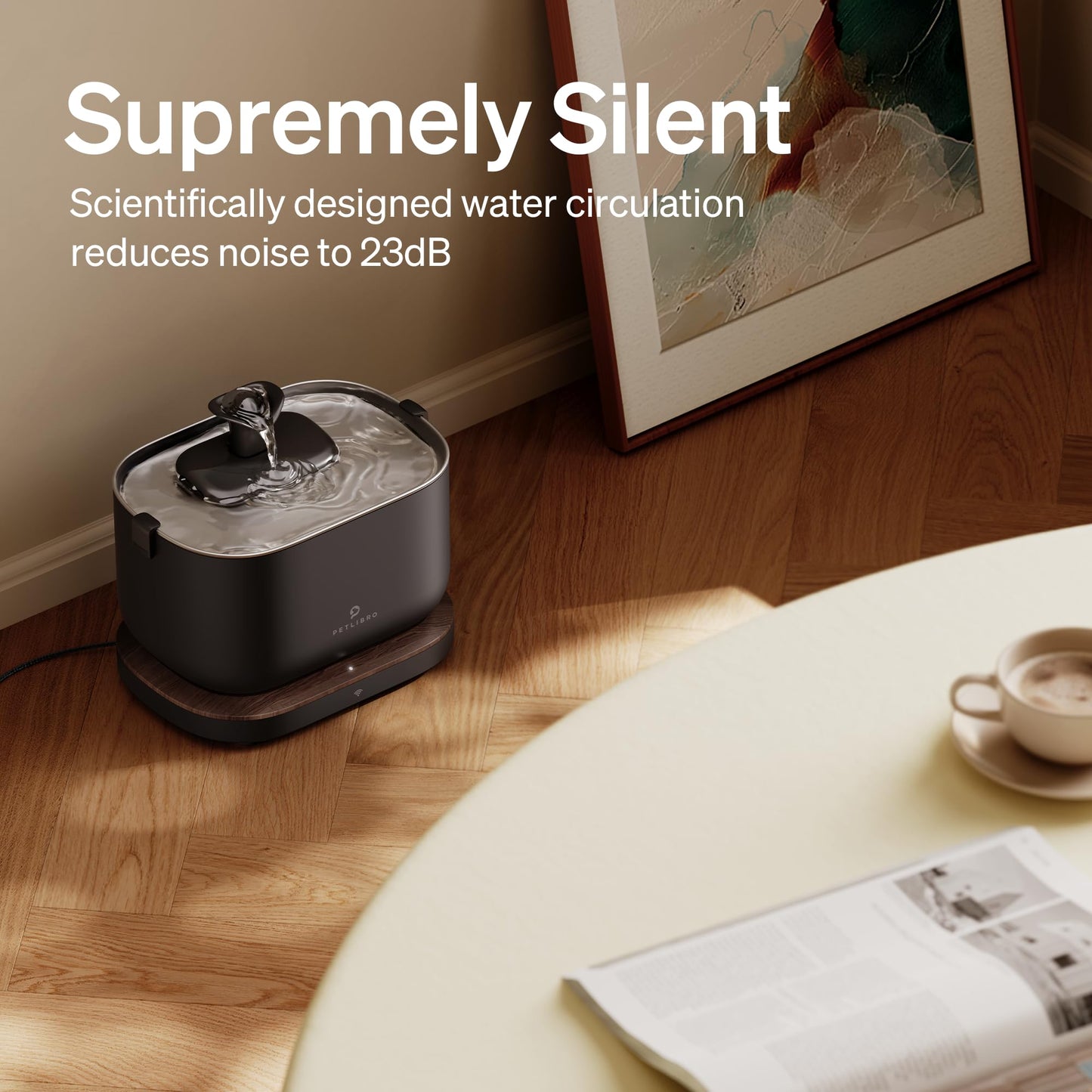 Fuente de Agua Dockstream PETLIBRO Blanco con Bomba Inalámbrica para Gatos en el Interior