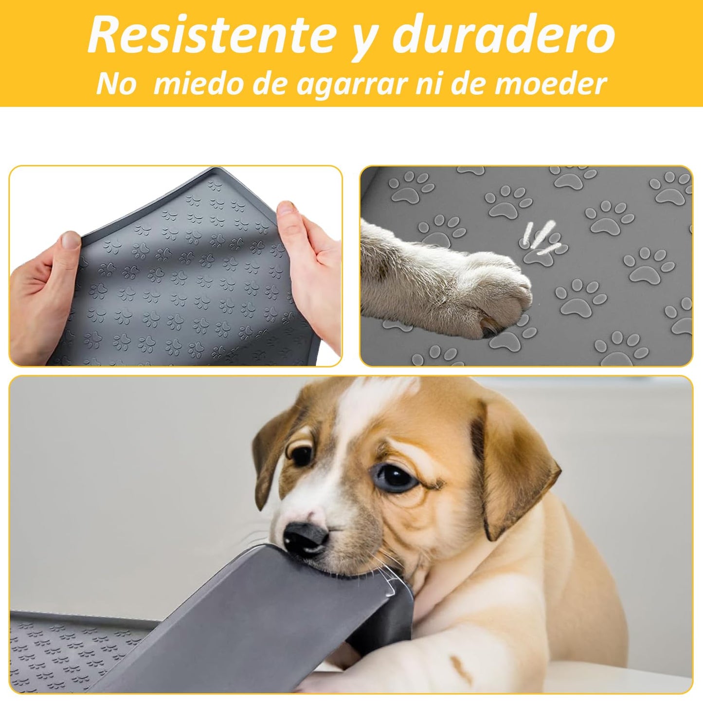 Tapete de Silicona para Comida de Perro Gris Antiderrame