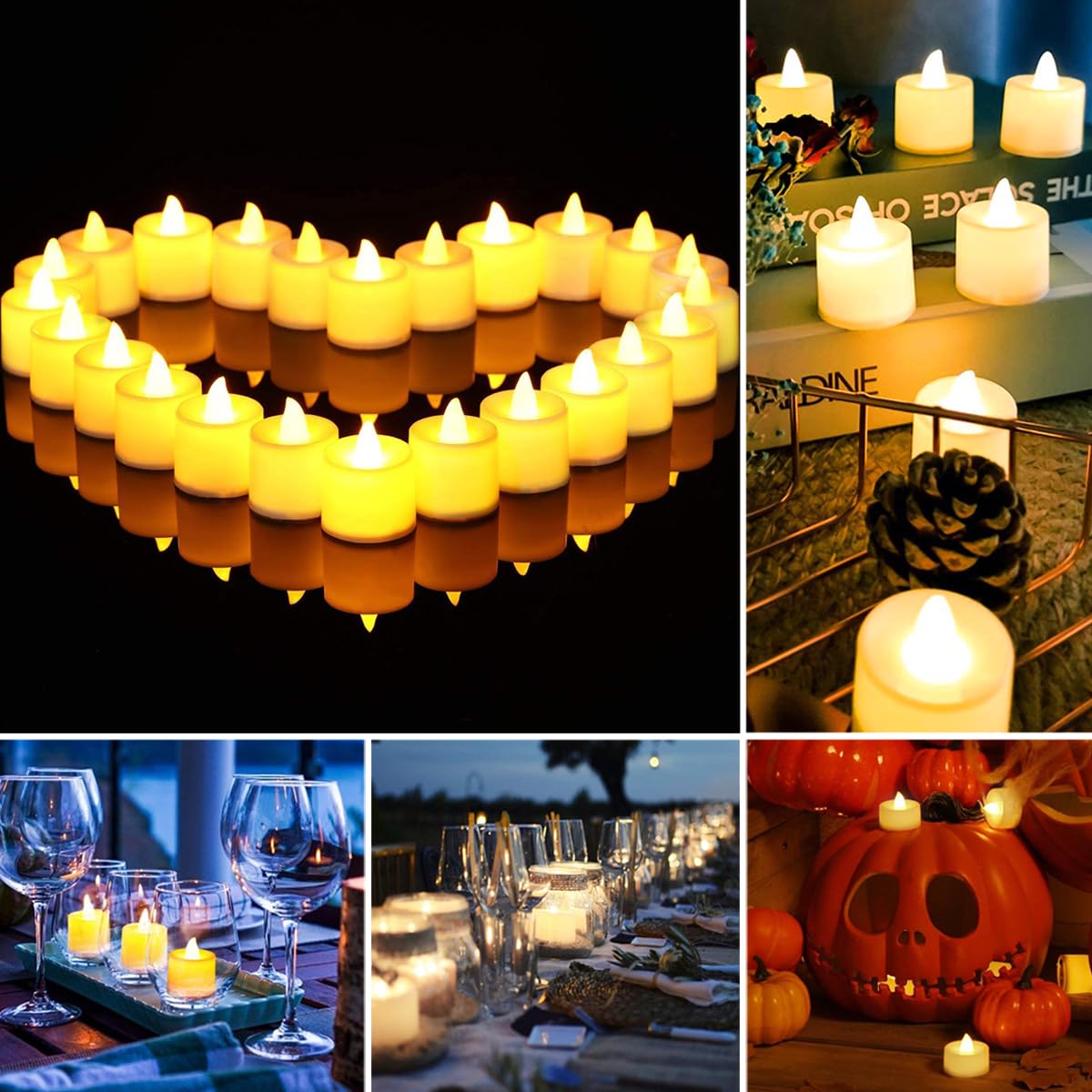 Velas LED de Electrónica Parpadeantes Pequeñas para Decoración Interior y Exterior