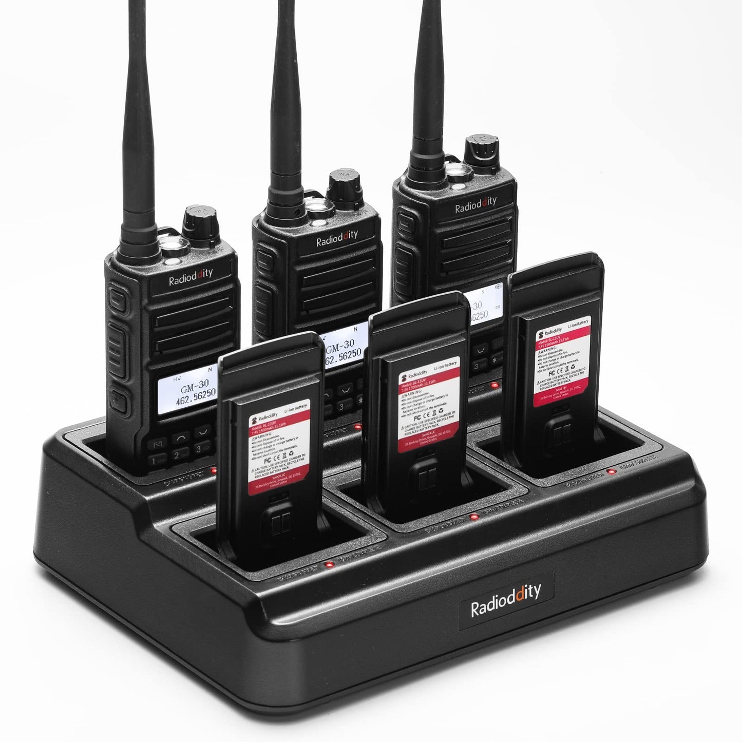 Cargador de Seis Vías Radioddity Compatible con Batería BL-13UV para Radios Portátiles