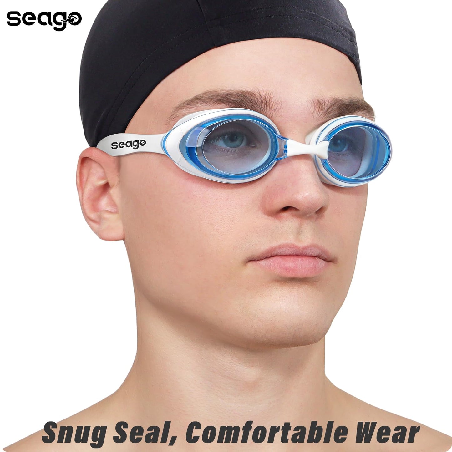 Gafas de natación, 2 unidades, gafas de natación, antivaho, protección UV, para adultos, hombres, mujeres, jóvenes, sin fugas, lente plana, visión clara, 3 tamaños de puente nasal