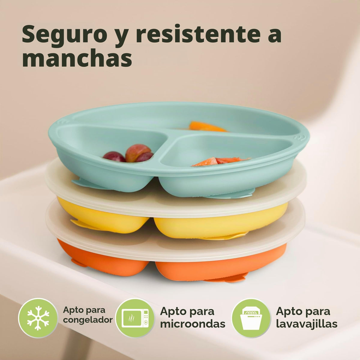 KeaBabies - Placas de succión con tapas para bebé, 3 unidades, silicona sin
