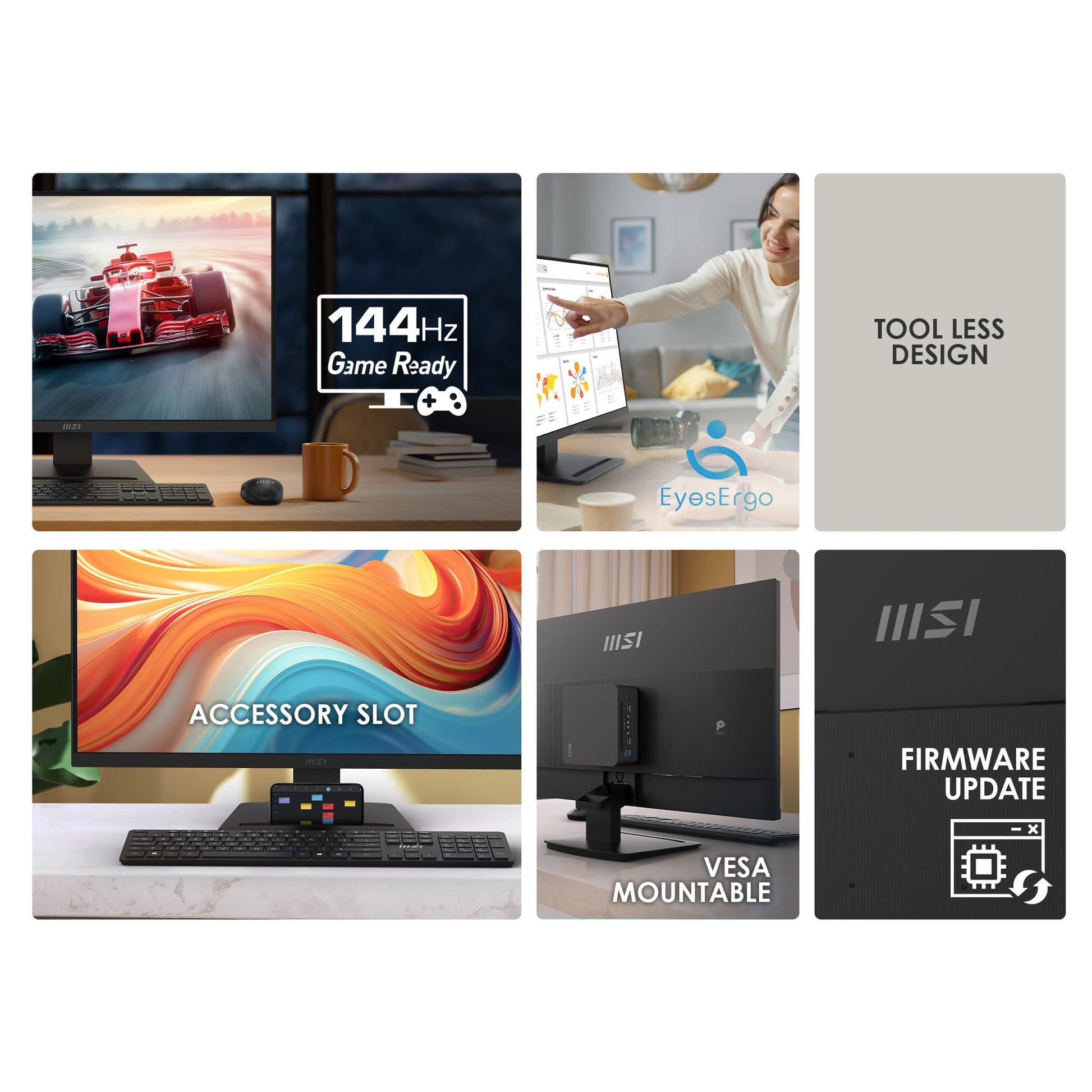 MSI PRO MP273L E14 27" IPS 1920 x 1080 (FHD), monitor de oficina para juegos, 144Hz, sincronización adaptativa, HDR, HDMI, puerto VGA, montaje VESA, inclinación, bisel delgado de 4 lados, 1 ms, negro