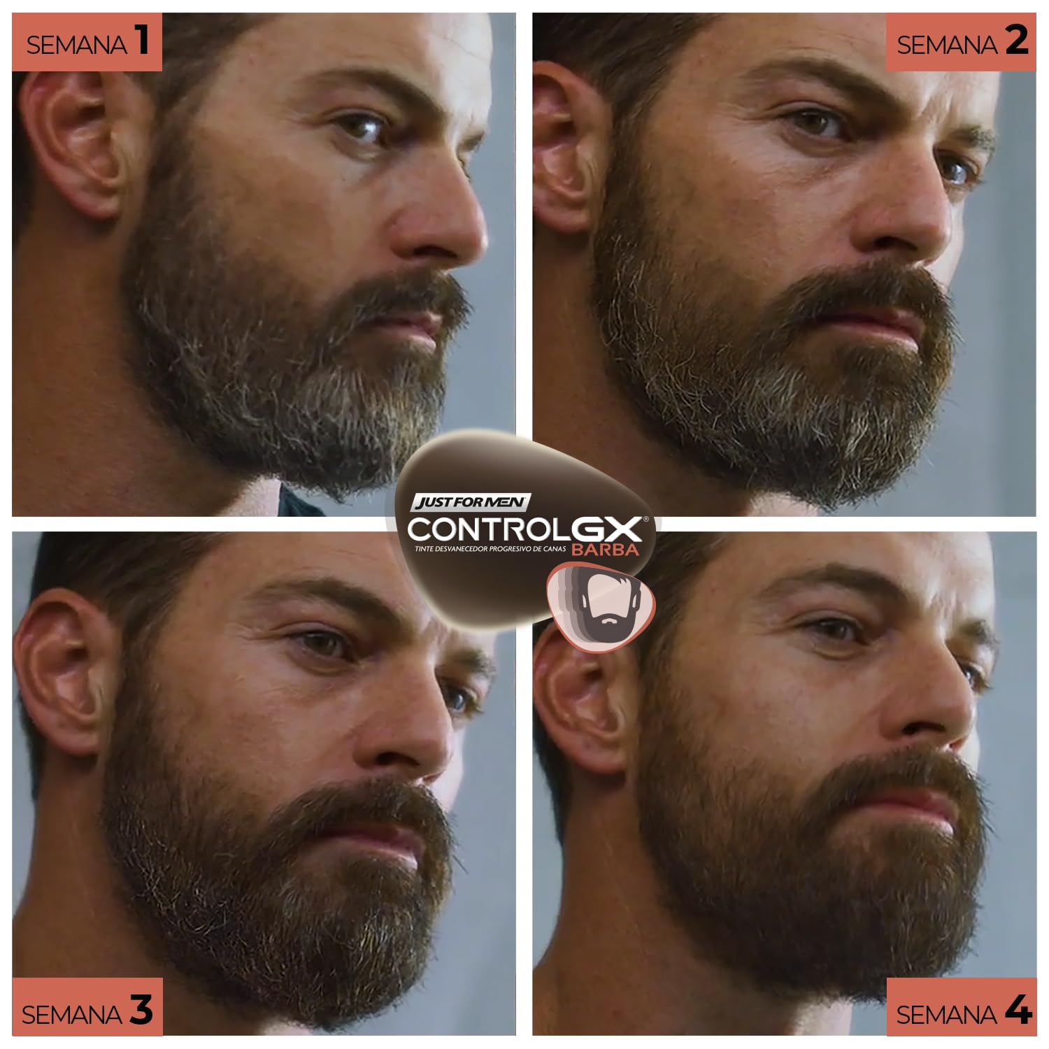 JUST FOR MEN Control GX Shampoo Desvanecedor Progresivo de Canas para Barba y Bigote - Cubre, Mejora y Restaura Color Natural