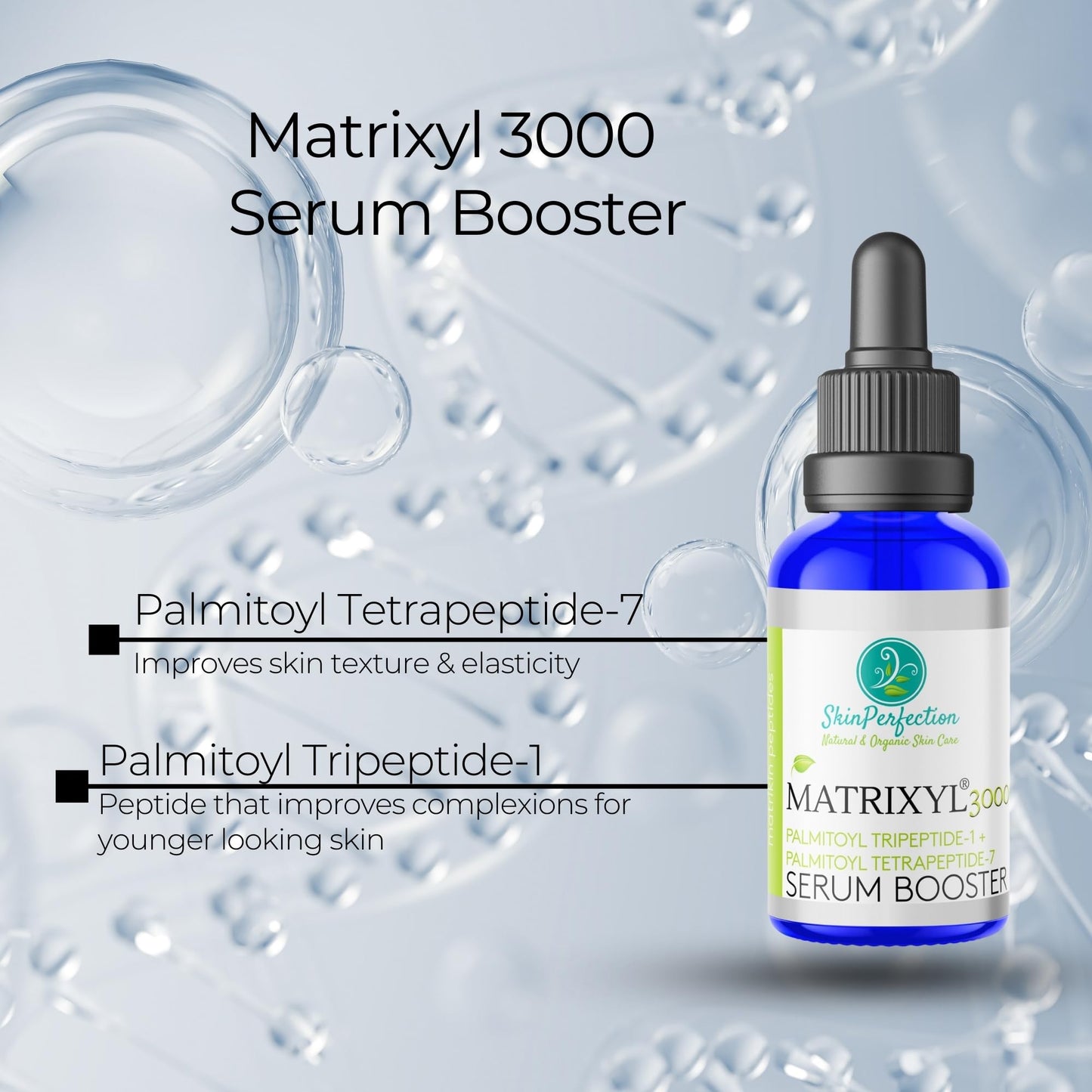 Skin Perfection Matrixyl 3000, Palmitoyl Oligopeptide and Tetrapeptide 7, Reduces the Appearance of Wrinkles and Brings Back a Youthful Look, This Is a Serum Booster to Make Your Own Anti Aging Skincare with Skin Perfection Lotion Making Supplies.