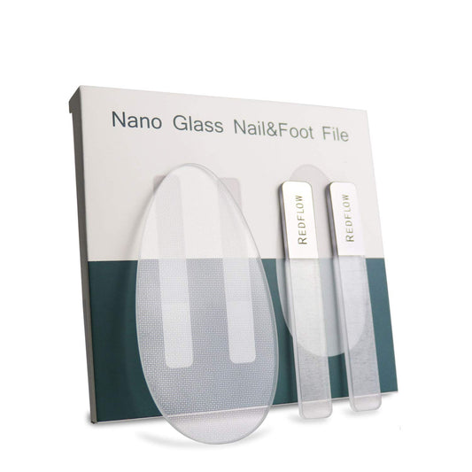 RedFlow - Juego de pulidor de uñas contiene 2 limas de nano vidrio y 1 lima de pie de vidrio nano, juego de manicura profesional, limas de uñas naturales para quitar callosos, piel muerta, seca y agrietada