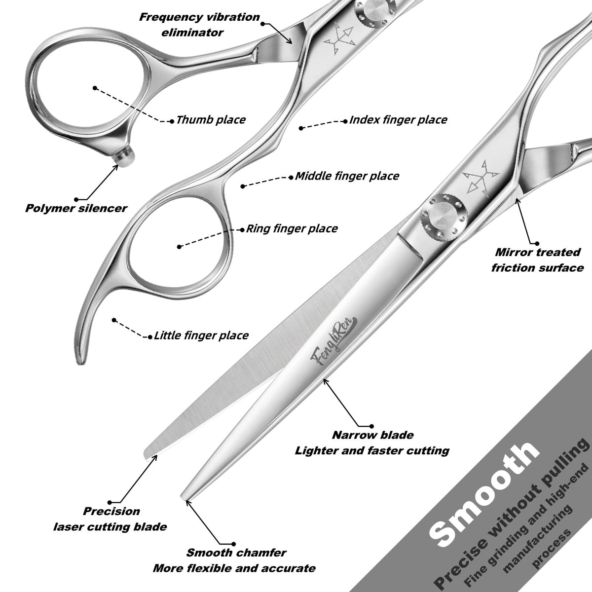 Fengliren Tijeras De Peluquería Profesionales De Alta Gama, Extremadamente Afiladas, De 15 Cm (6"), Fabricadas En Aleación De Acero Inoxidable. Ideales Para Salones De Belleza Y Uso Doméstico.