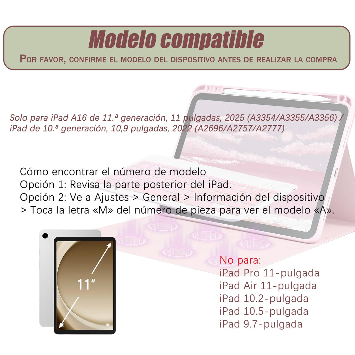 Funda Teclado iPad 10 y 11 Generación LUIOOXEIM Rosa Retroiluminación 7 Colores y Ratón para Mujer