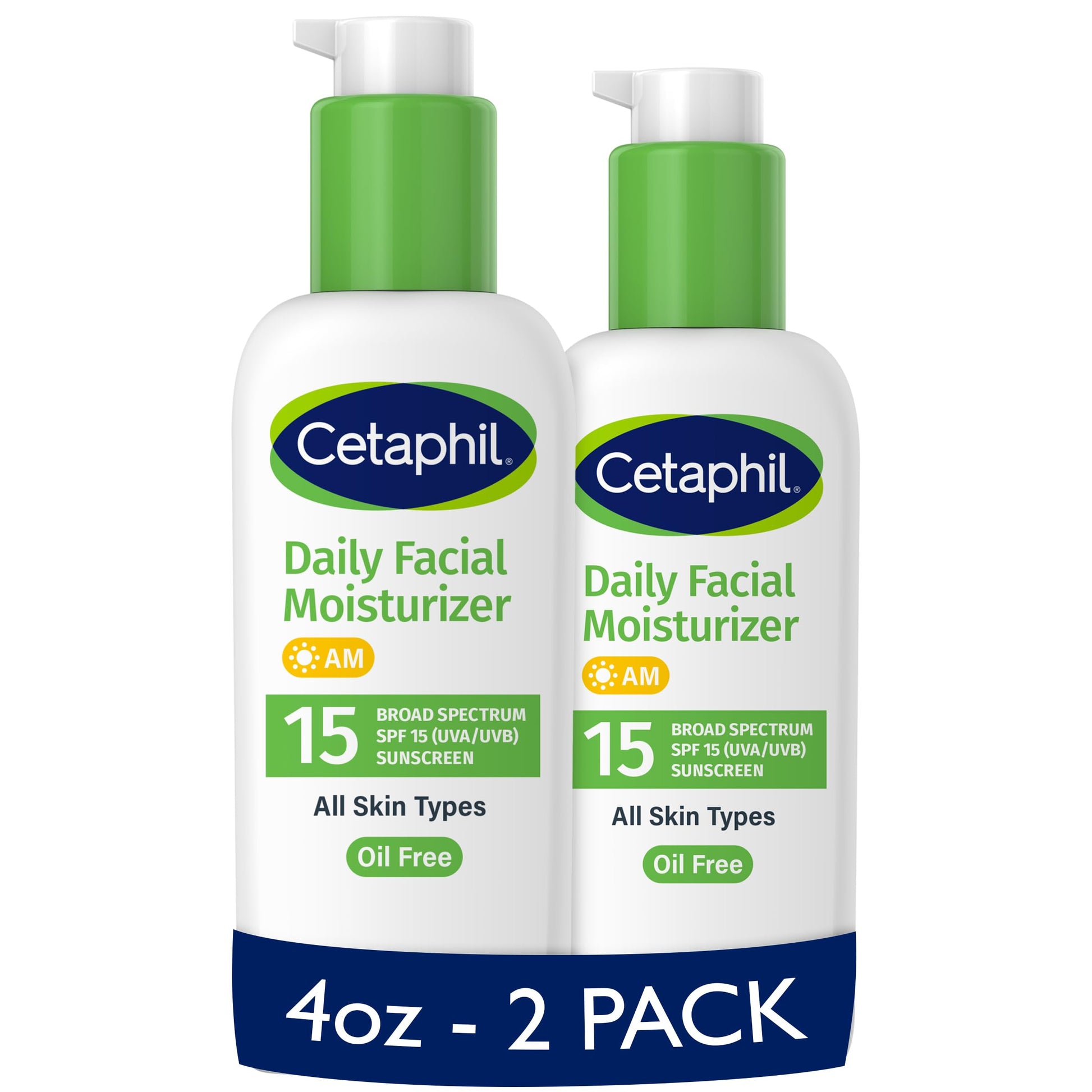 Hidratante Facial Diario Cetaphil sin Fragancia SPF 15 Botellas 4 Onzas Pack de 2