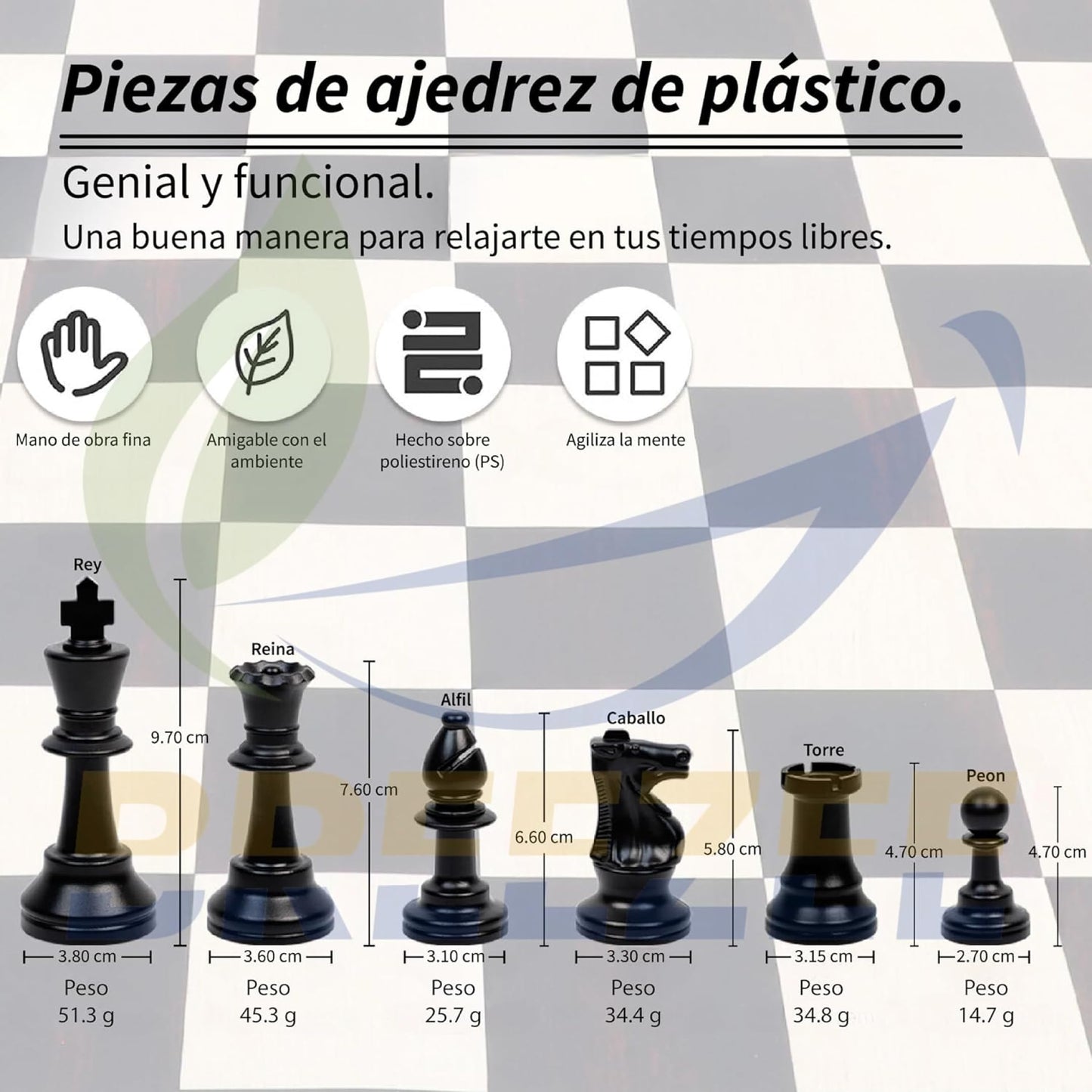 BREEZEE Ajedrez Profesional Portátil Incluye Damas Chinas Bolsa De Viaje, Tamaño Torneo Tablero 51 x 51 cm, Juego de Mesa y Estrategia para Adultos, Niños y Principiantes Juegos de Mesa