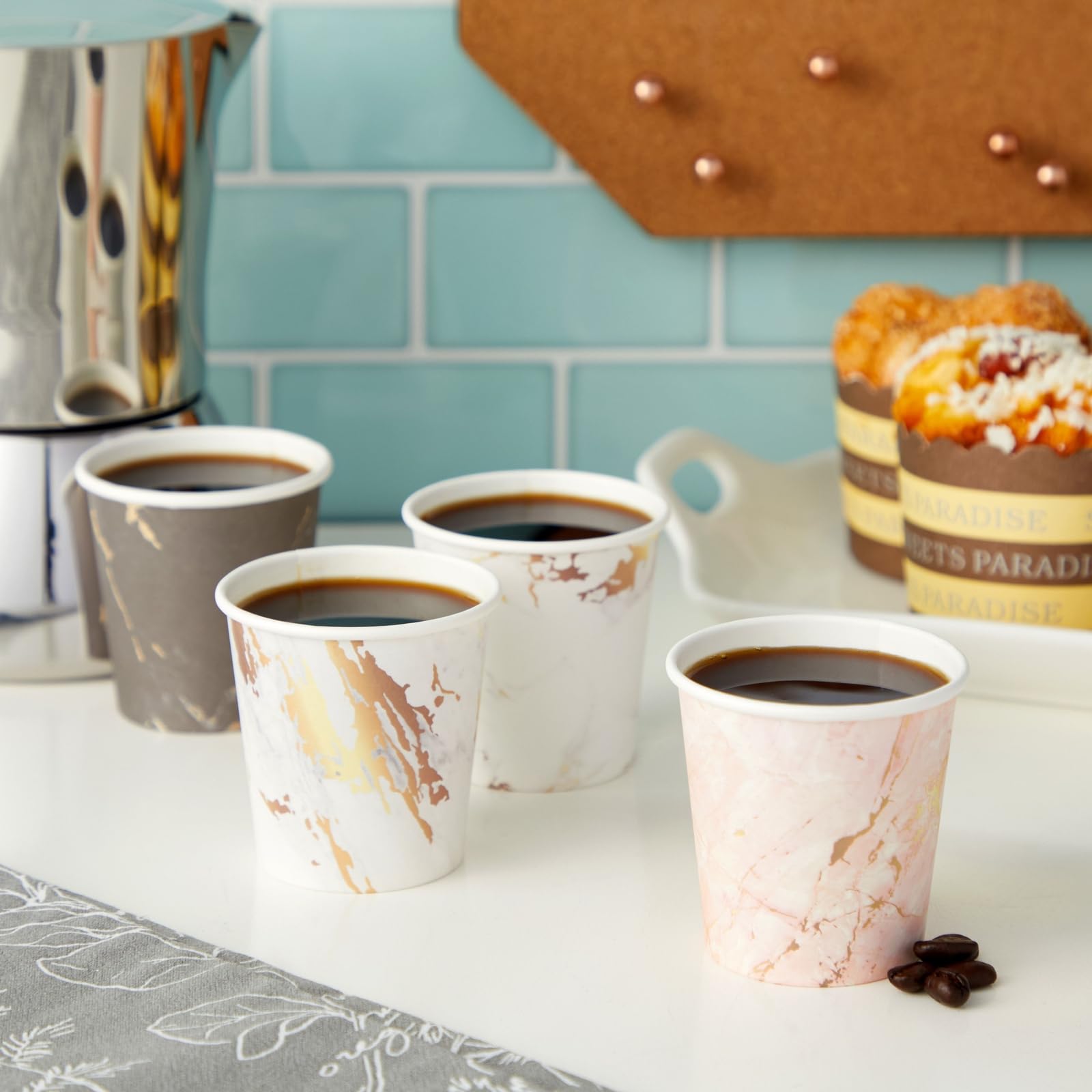 Tazas Desechables Sparkle and Bash Mármol Versátiles 4 oz