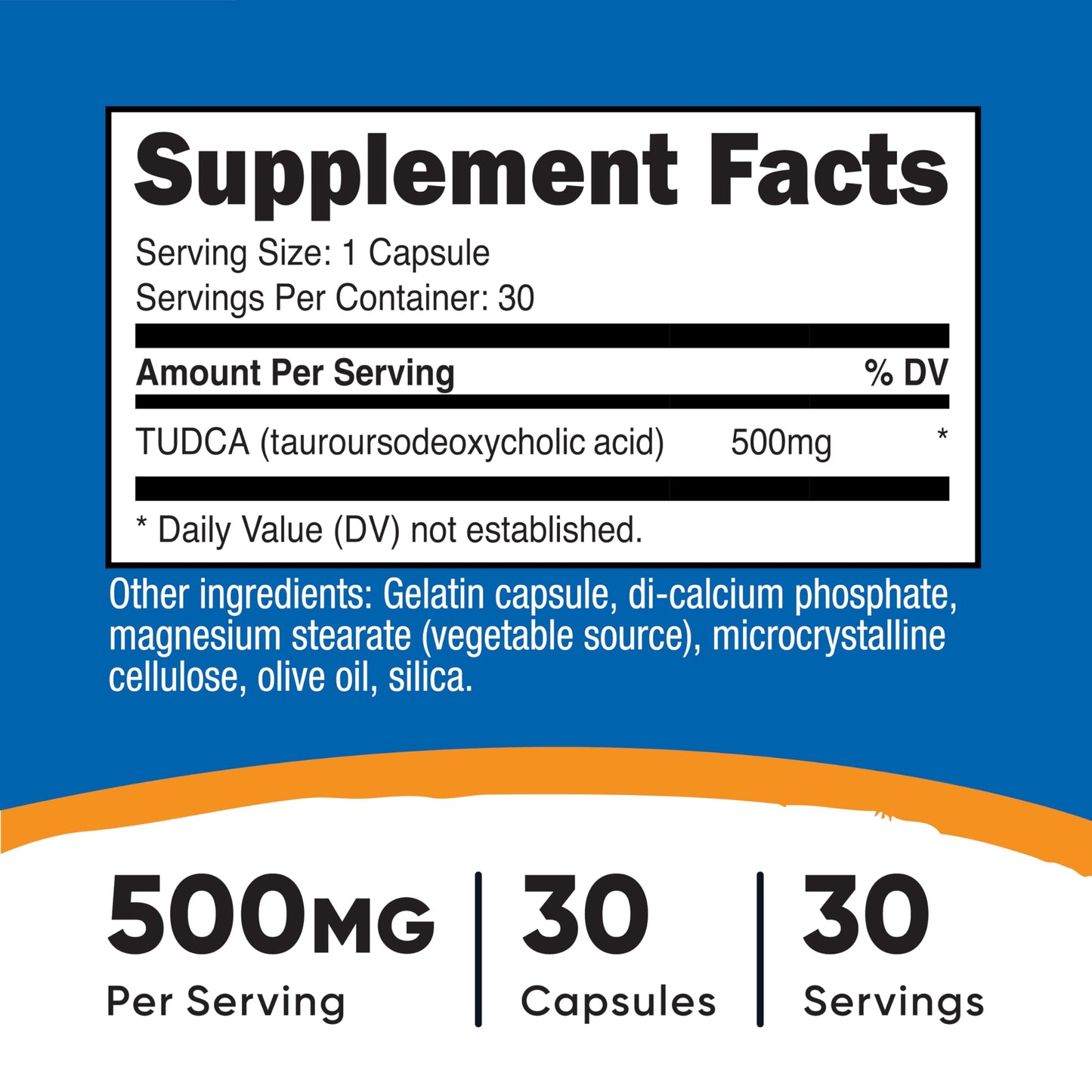 Cápsulas Nutricost Tudca 500 mg Calidad Premium sin Gluten Sin OGM