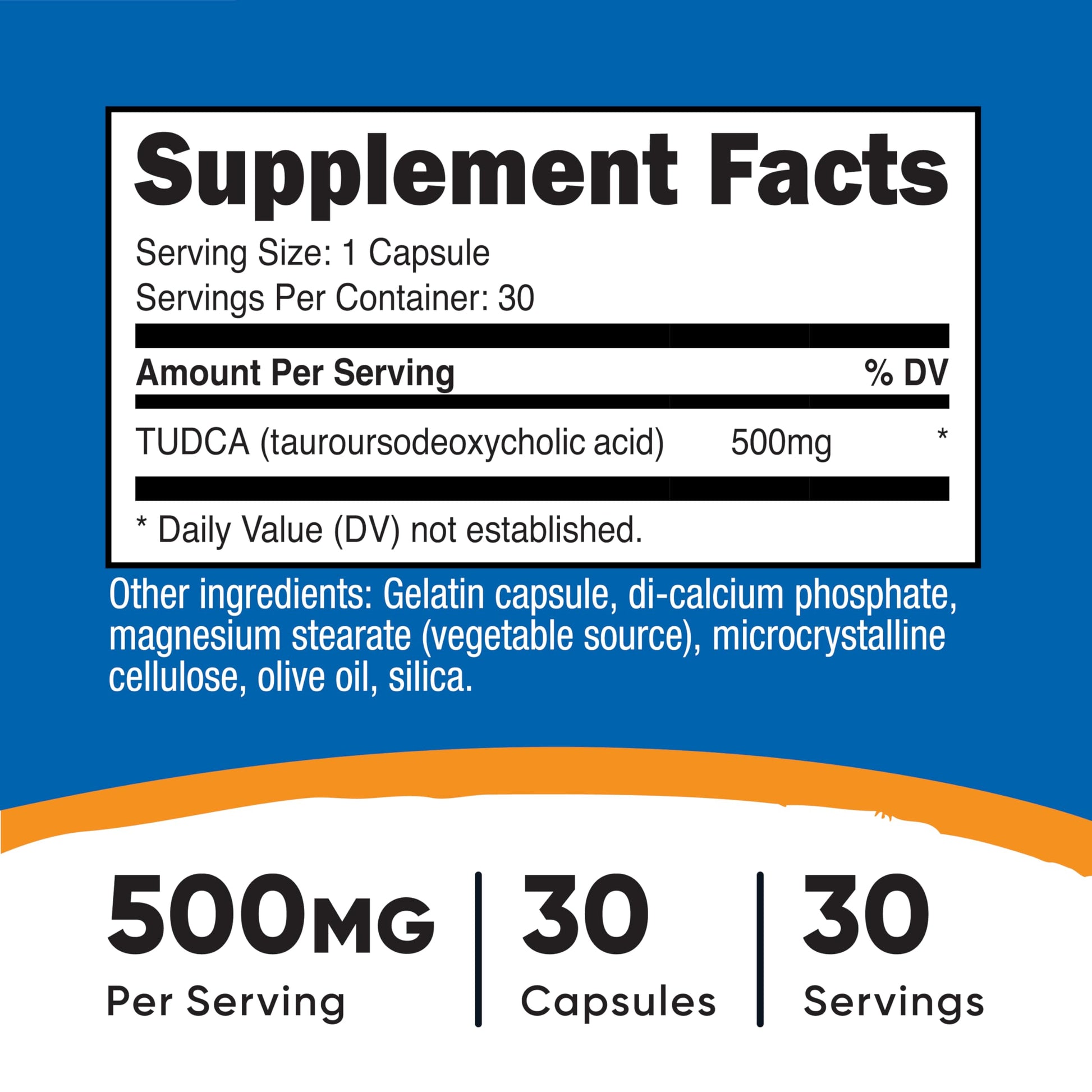 Cápsulas Nutricost Tudca 500 mg Calidad Premium sin Gluten Sin OGM