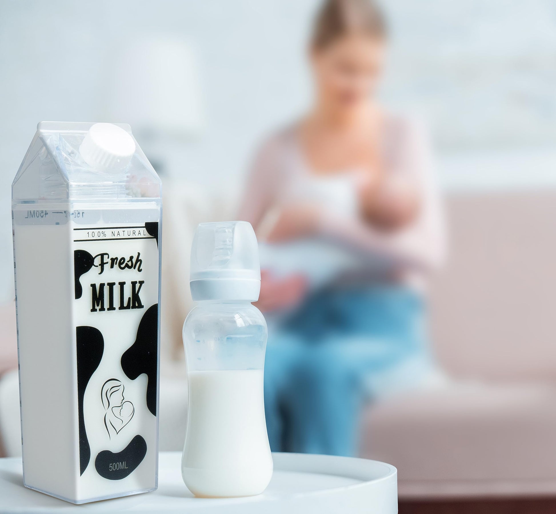 Avalyr - Paquete de 3 recipientes de fórmula de 500 ml y recipientes de almacenamiento de leche materna con tapas para nevera, jarra perfecta para refrigerador y botella de almacenamiento de leche