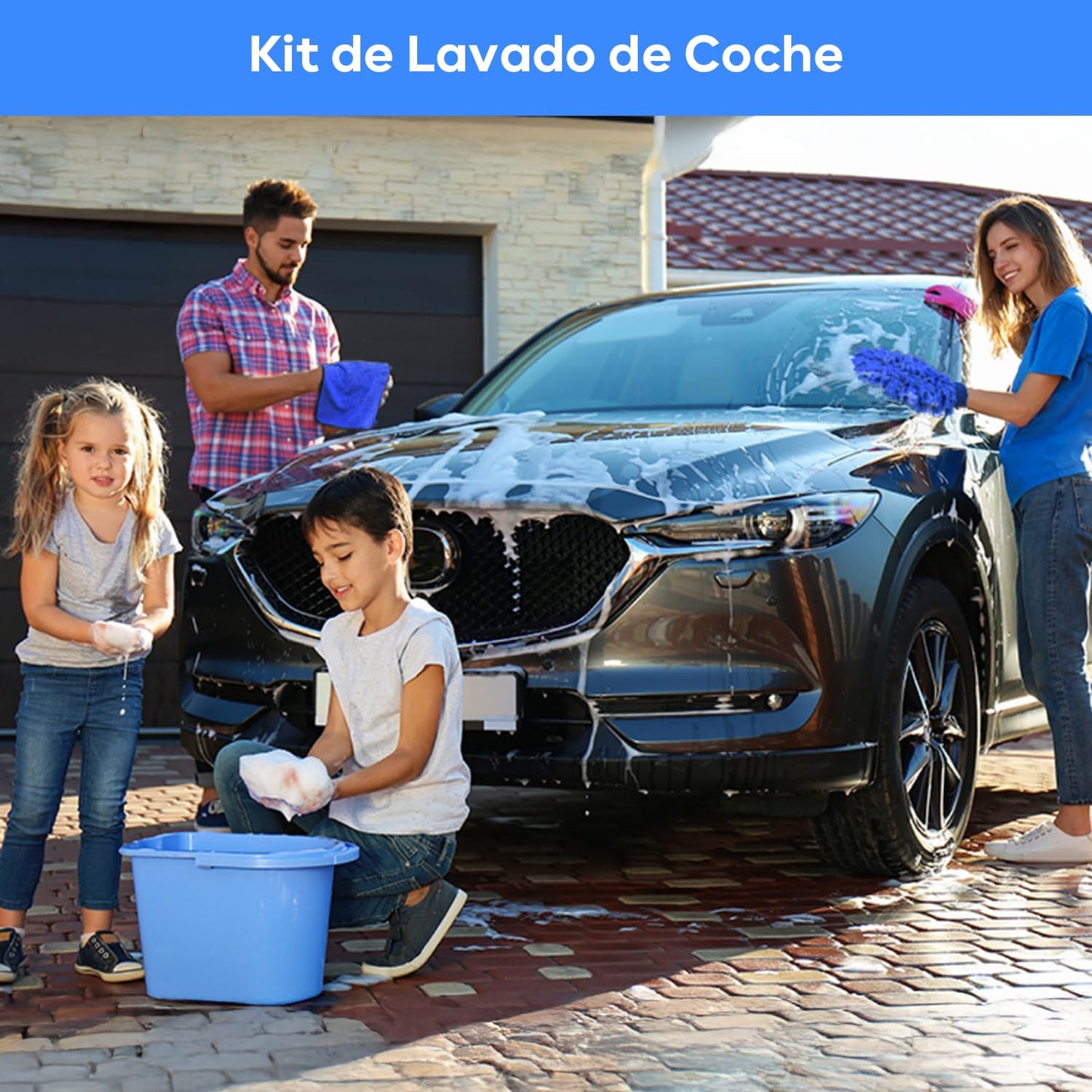 Juego de Cepillos para Limpieza de Coches Profesional con Bolsa de Almacenamiento, para Interior, Exterior y Ruedas