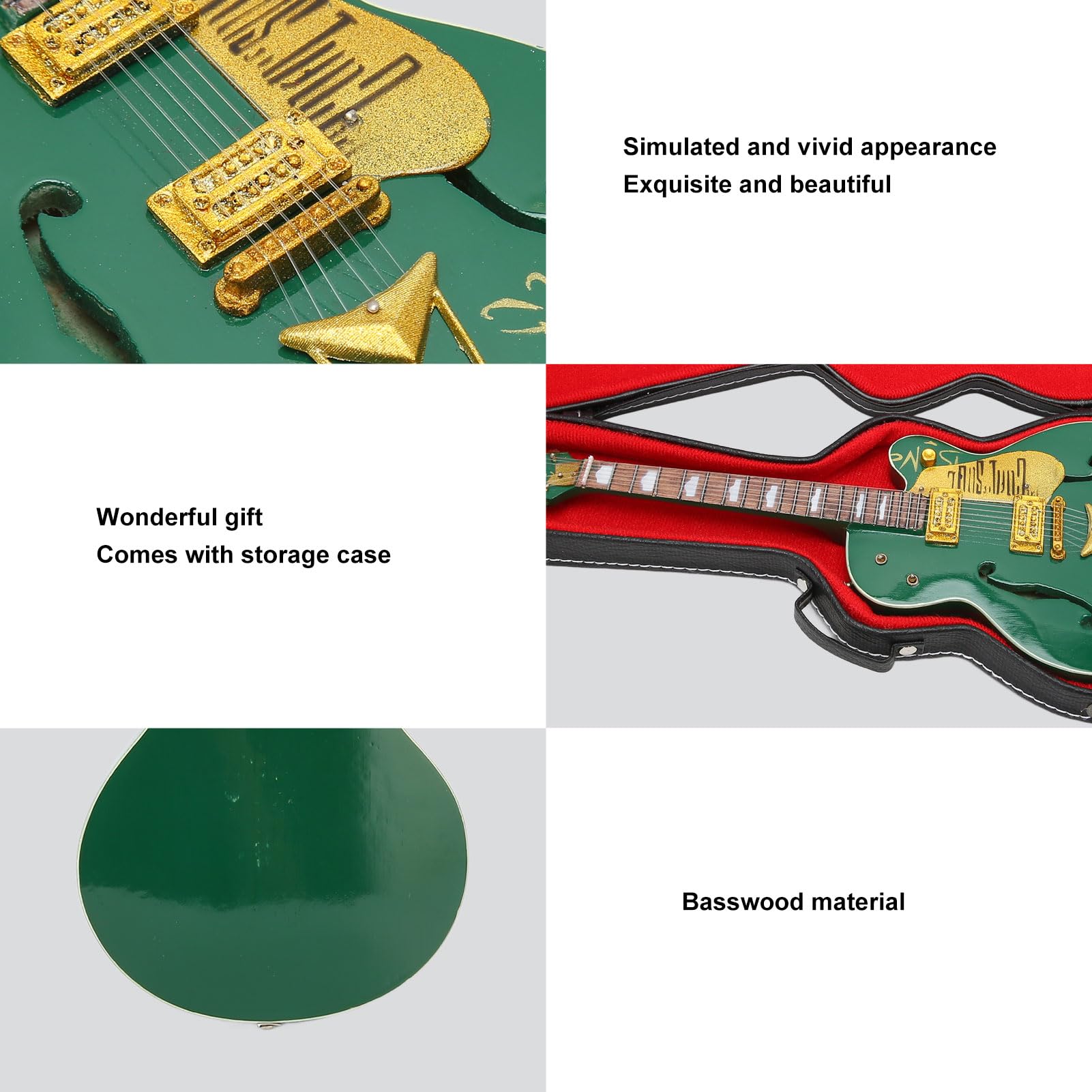 Guitarra Eléctrica de Madera con Estuche y Soporte, Decoración del Hogar Elegante, Réplica Musical para Colección y